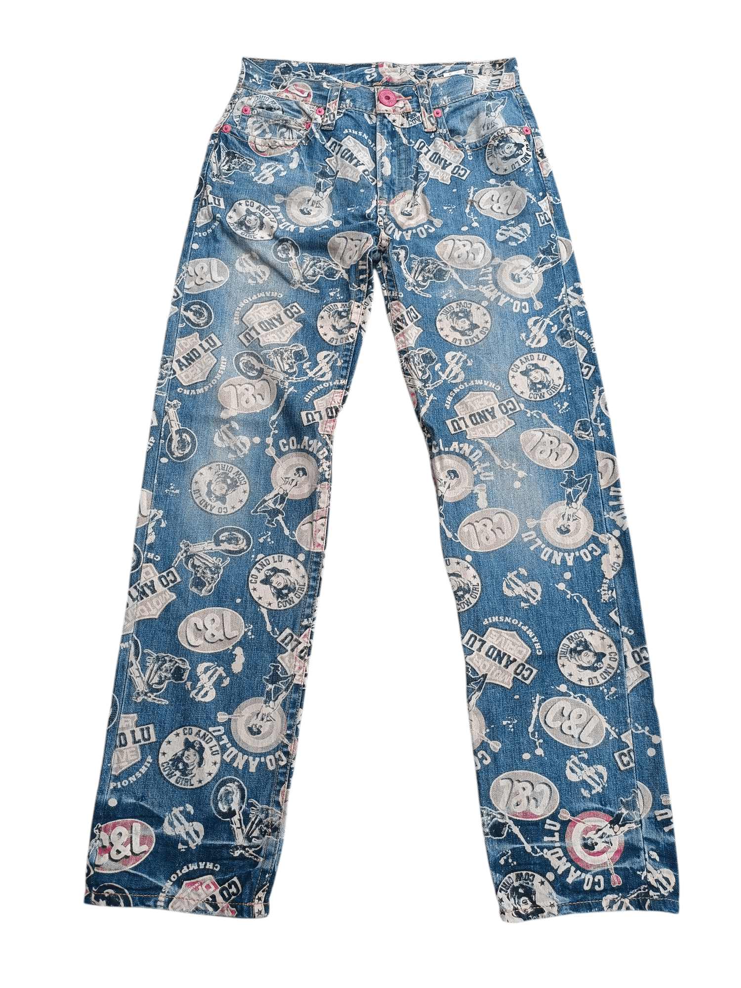 Japanese Brand × Vintage VINTAGE Co&Lu Cow Girl Hysteric Style Fullprint Jeans Size US 29 - 9 Thumbnail