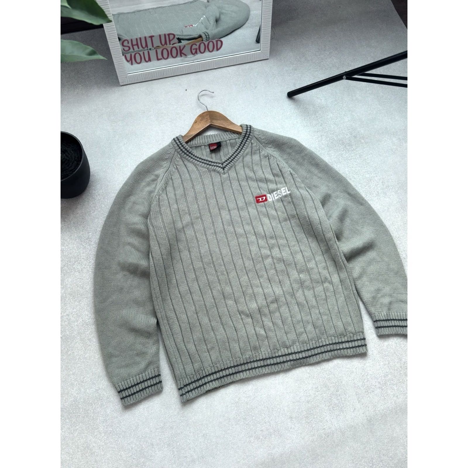 Diesel VINTAGE Diesel Knitted Embroidered Logo Gray Sweater M Men Size US M / EU 48-50 / 2 - 3 Thumbnail