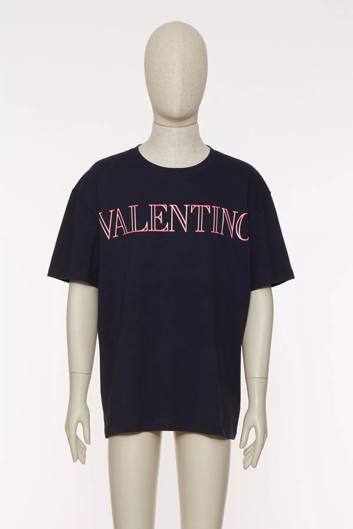 Valentino oc11z0725 T-Shirt With Valentino Neon Print in Navy Blue Size US XL / EU 56 / 4 - 1 Thumbnail