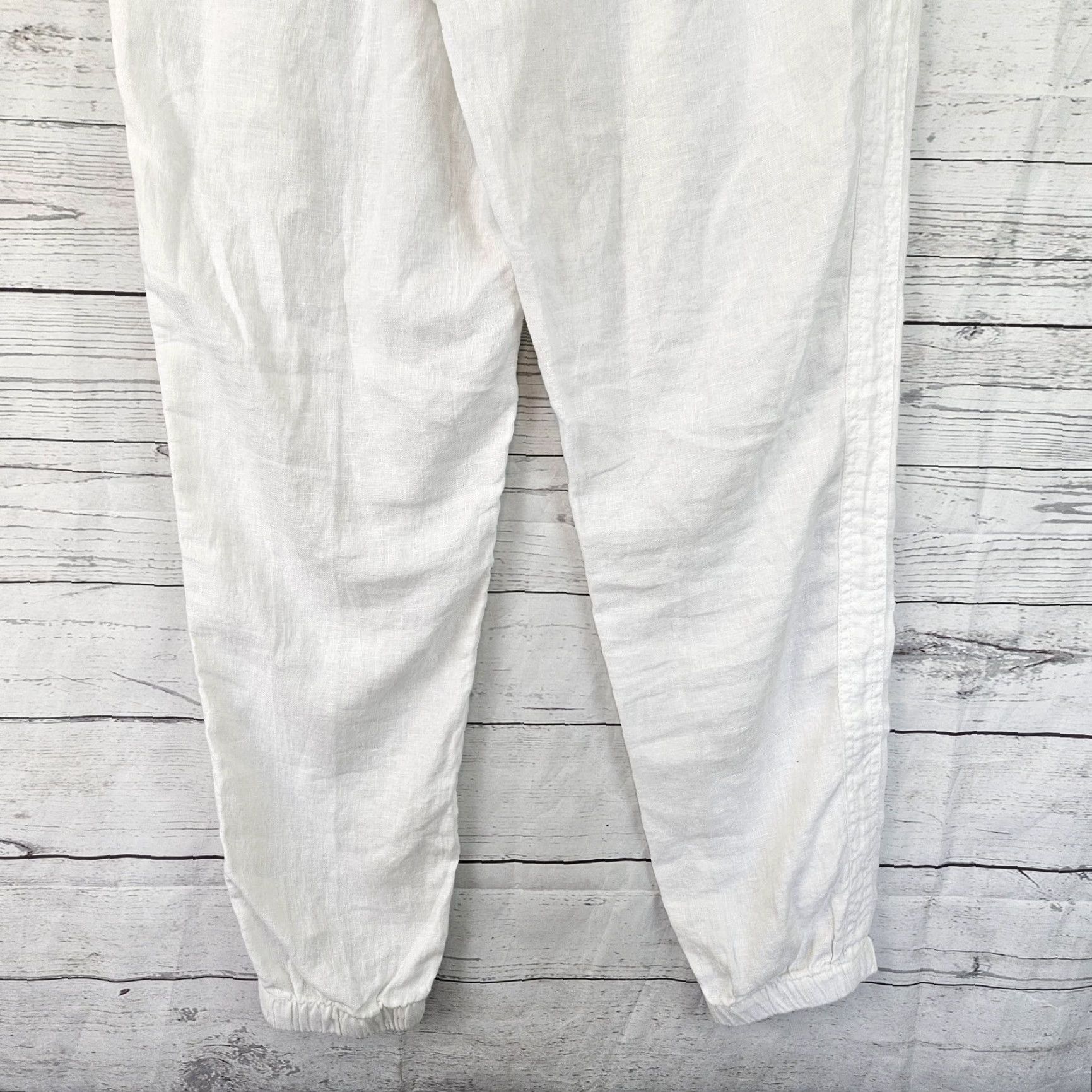 Athleta Athleta Womens Cabo Linen Jogger Sz 10 White High Rise Drawstring Pockets Pants 10 White Jogger Womens Size 32" / US 10 / IT 46 - 5 Thumbnail