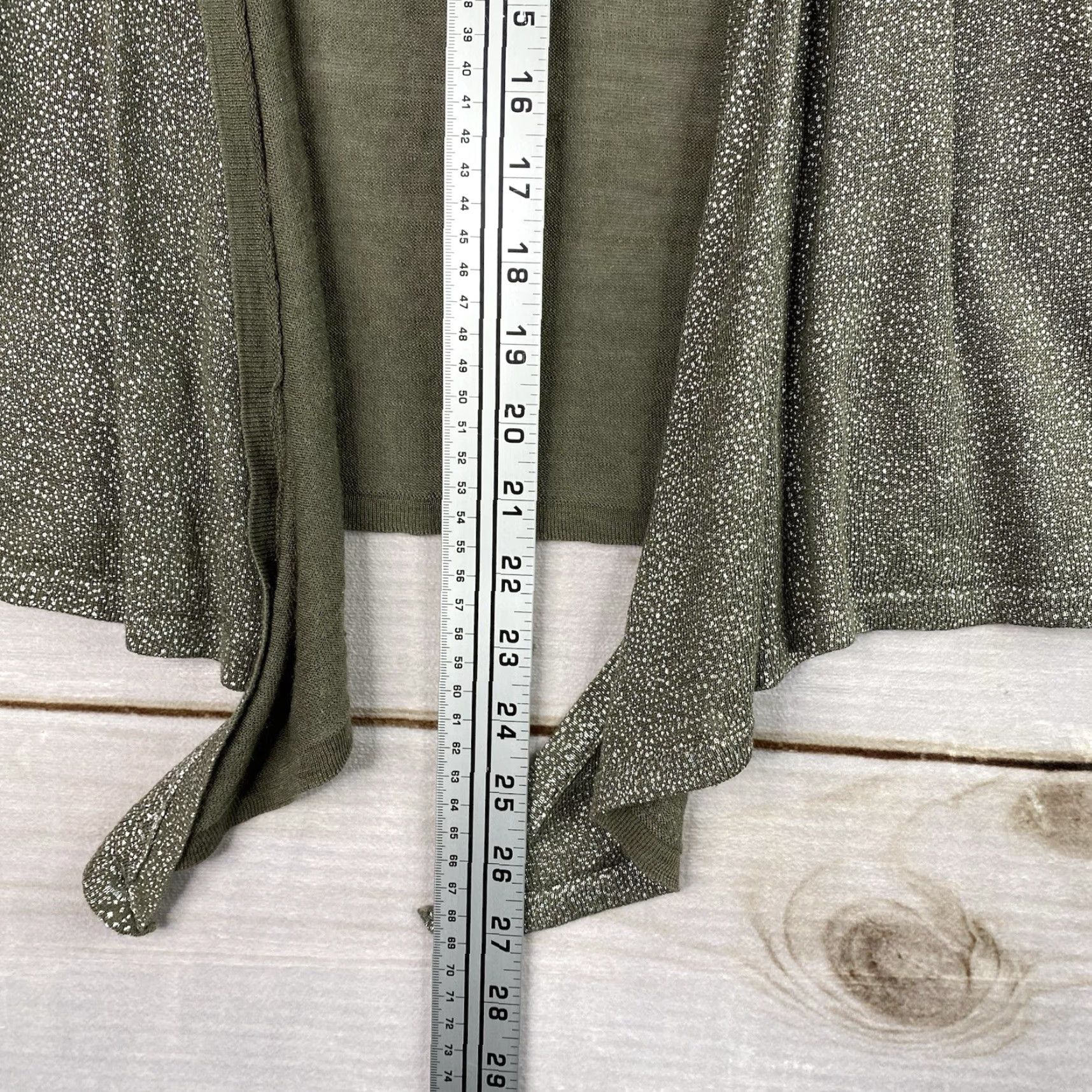 Vintage Chico's Cardigan Sweater M Green Silver Sparkly Open Front Lightweight Knit V-Neck Casual Womens Size M / US 6-8 / IT 42-44 - 4 Thumbnail