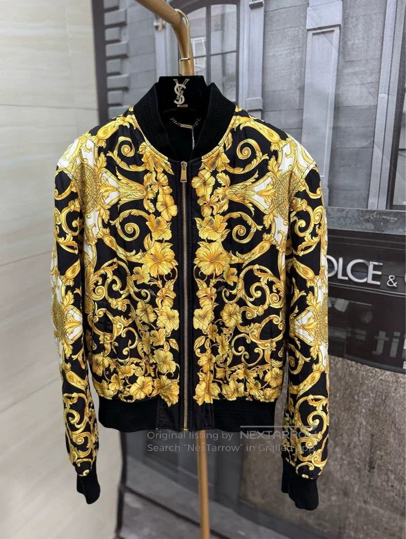 Versace Versace Black gold baroque men's cotton jacket jacket Size US M / EU 48-50 / 2 - 1 Thumbnail