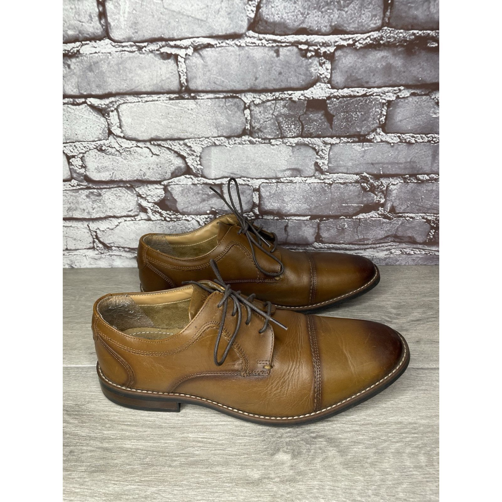 Nunn Bush Nunn Bush Mens Brown Cap Toe Comfort Gel Lace Up Shoes Size Size US 10.5 / EU 43-44 - 20 Thumbnail