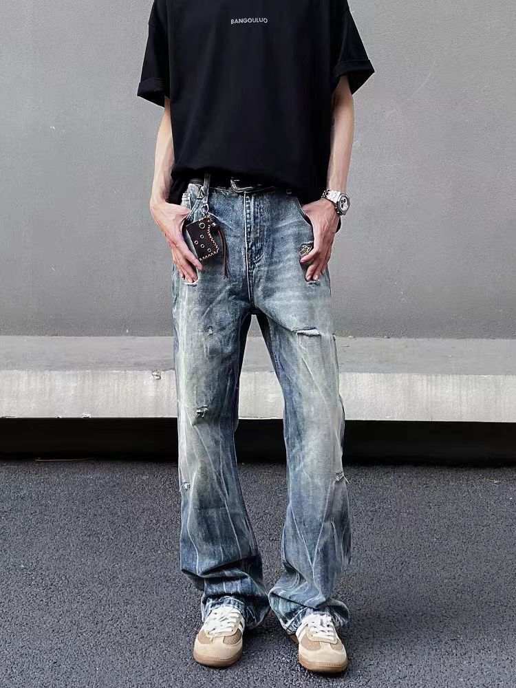 Designer × Jean × Vintage High Street Vintage Tie-Dye Lightning Ripped Jeans Size US 34 / EU 50 - 2 Thumbnail
