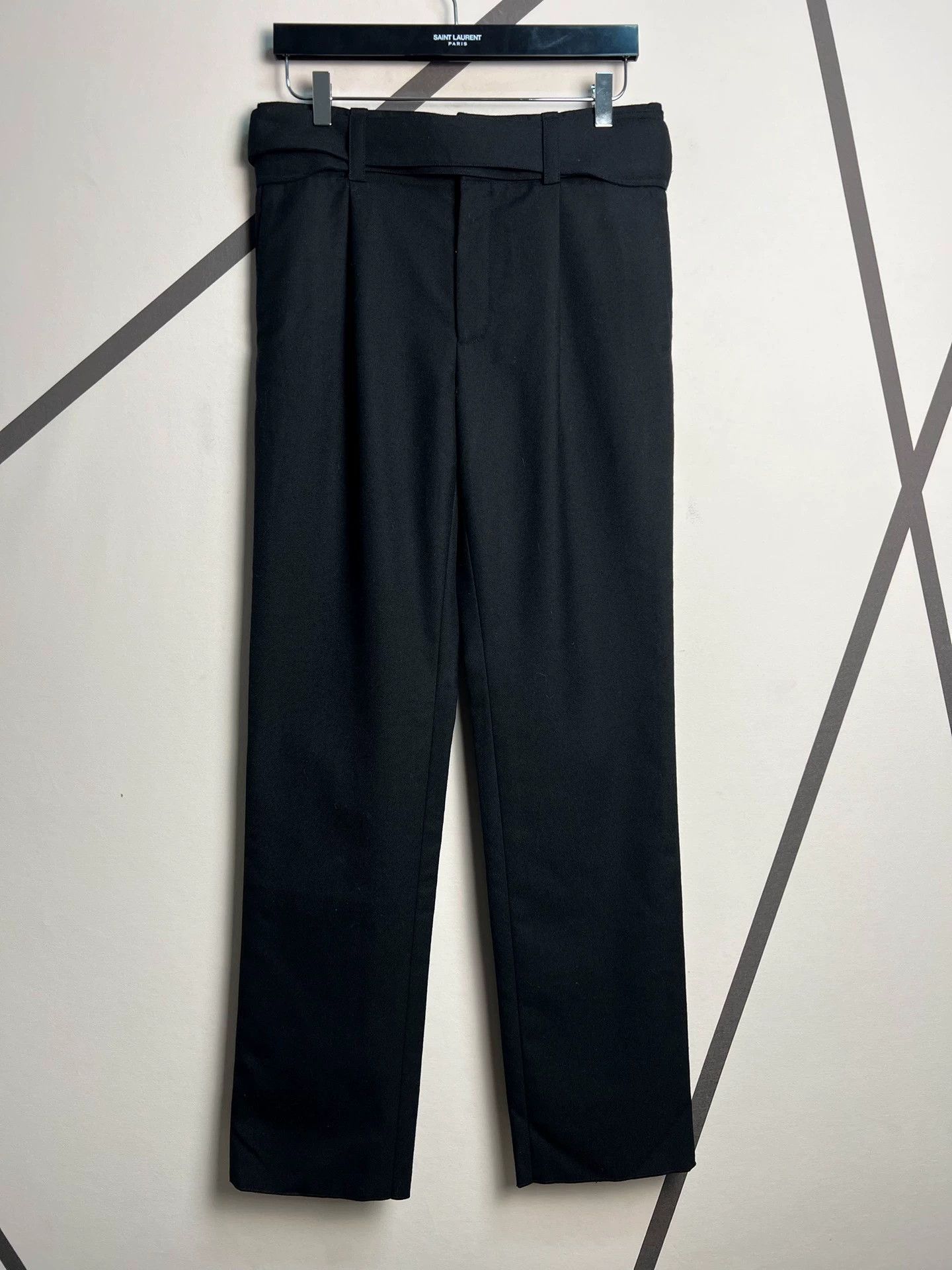 Saint Laurent Paris black double-belt wool straight-leg trousers, size 44 Size US 28 / EU 44 - 1 Thumbnail