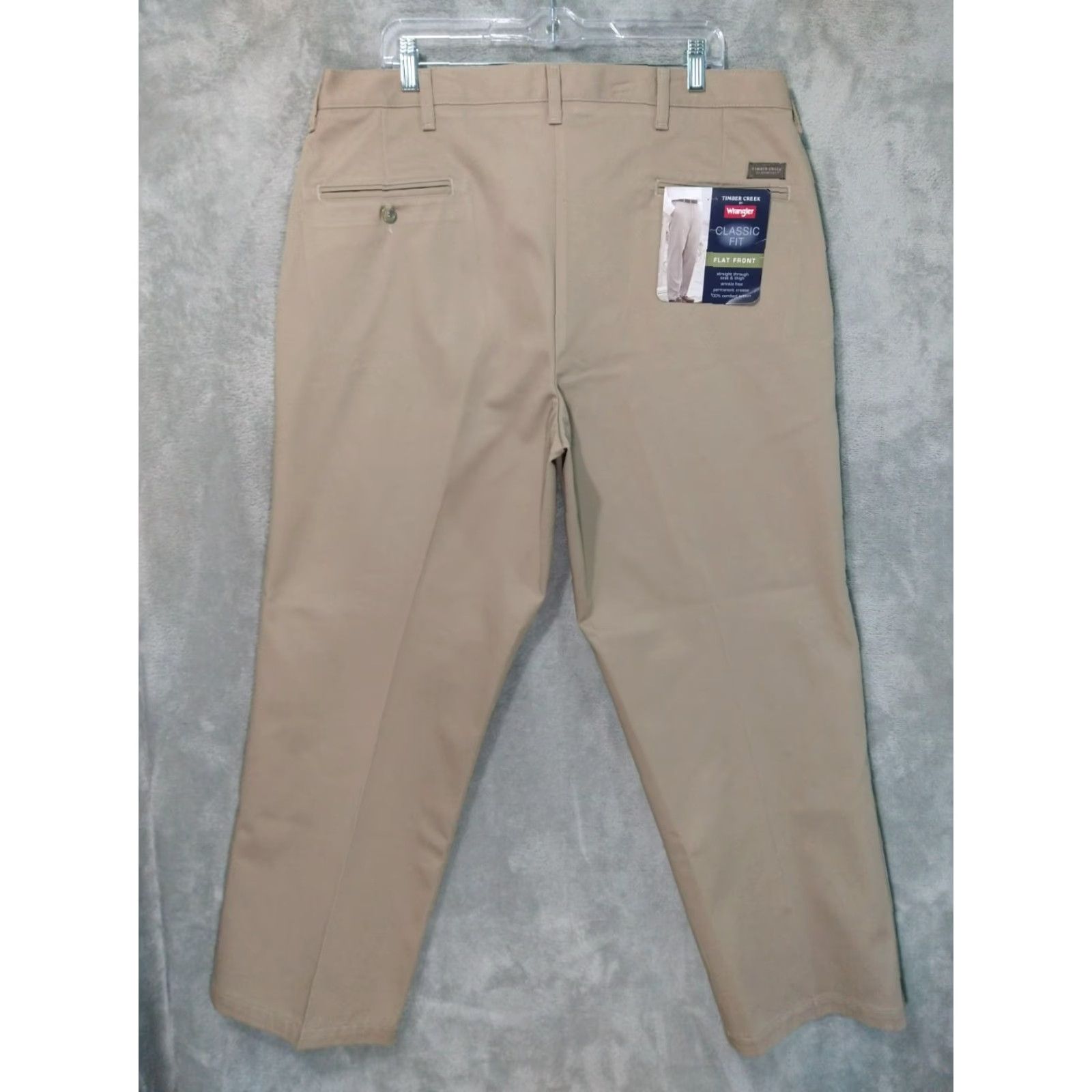 Wrangler Timber Creek Wrangler Pants Mens 40x29 Beige Chino Classic Fit Flat Front Size US 40 / EU 56 - 2 Thumbnail
