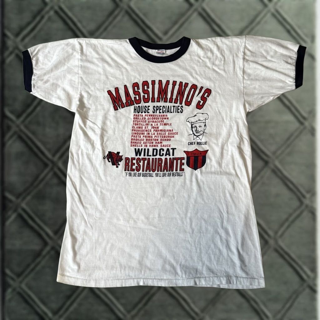 Champion VINTAGE Champion Shirt XL Unisex Adults White Villanova Wildcats Italian Basketball Ncaa Restaurant 80s Rollie Massimino Brunson Pinckney Mens Size US XL / EU 56 / 4 - 1 Thumbnail