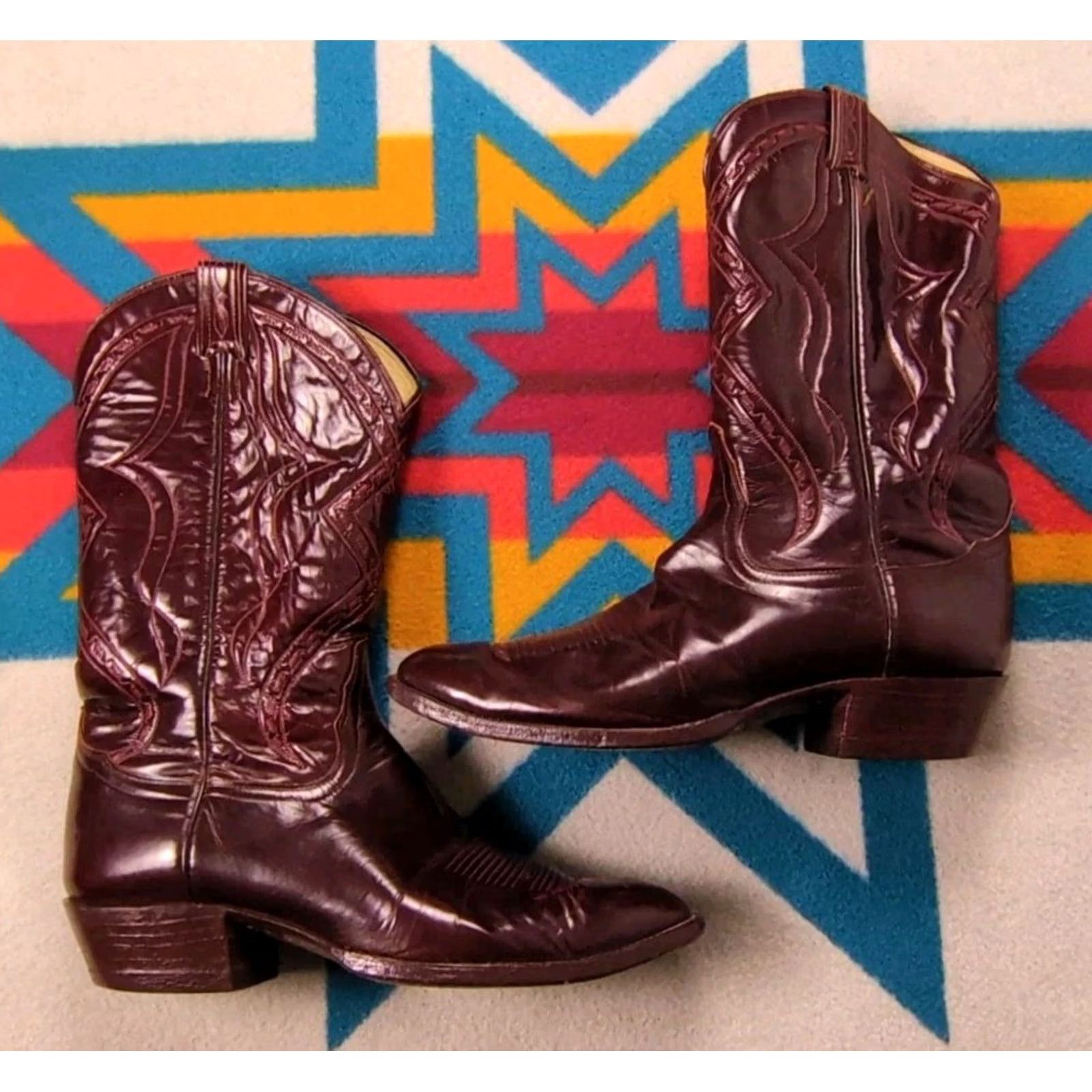 Tony Lama VINTAGE Tony Lama Boots Cowboy El Rey Leather Made In USA 11.5 D Mens Western Size US 12 / EU 45 - 2 Thumbnail