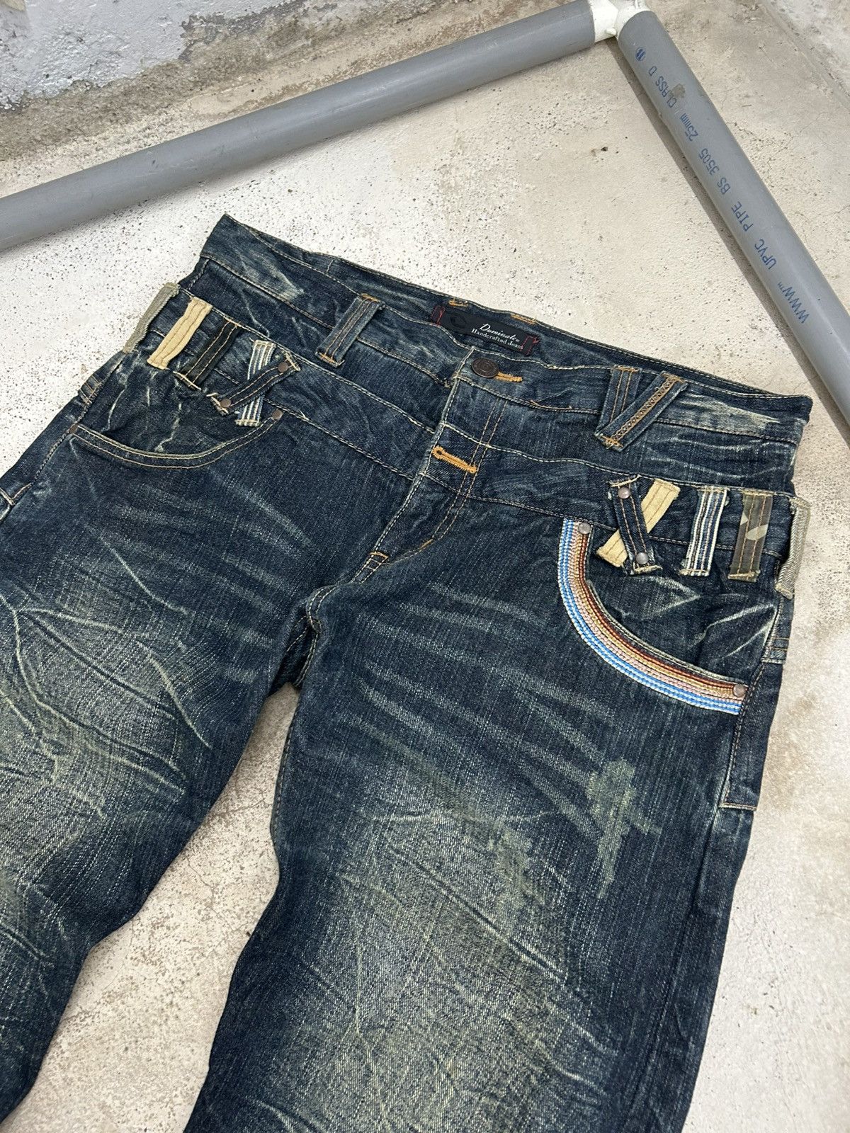 Le Grande Bleu (L.G.B.) Vintage Dominate Double Waist Jeans Clawn Marks Washed Size US 34 / EU 50 - 5 Thumbnail