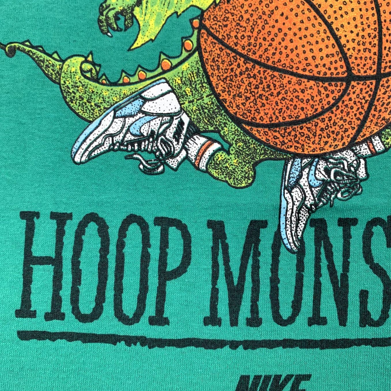 Nike Nike Vintage T Shirt Mens Hoop Monster Cartoon Rare 80s Green Crew Neck Short Sleeve Vintage Mens Nike Shirt Size US L / EU 52-54 / 3 - 4 Thumbnail