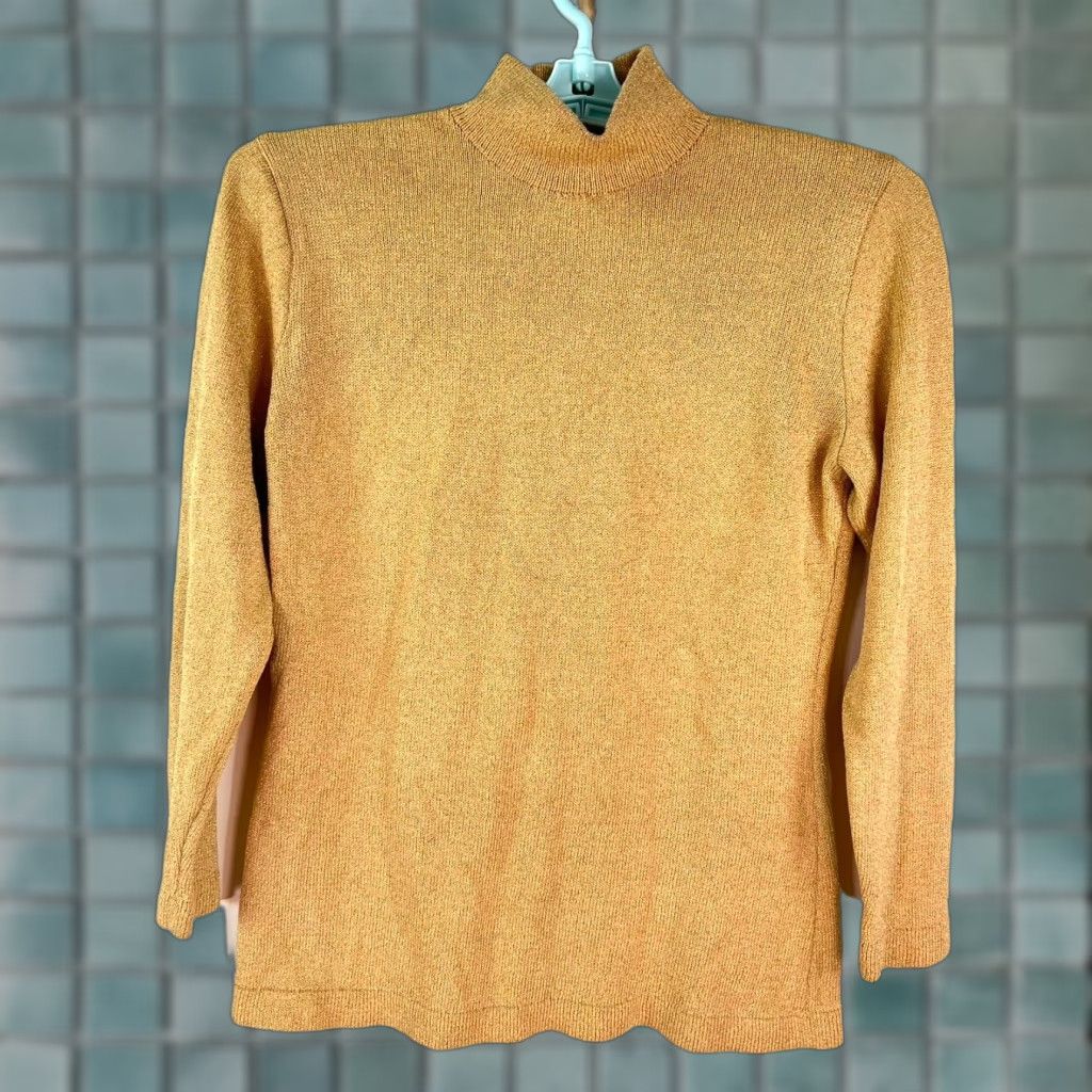 Vintage St John Cashmere Wool High Neck Sweater Petite 6P Beige Long Sleeve Pullover Womens Size M / US 6-8 / IT 42-44 - 1 Thumbnail