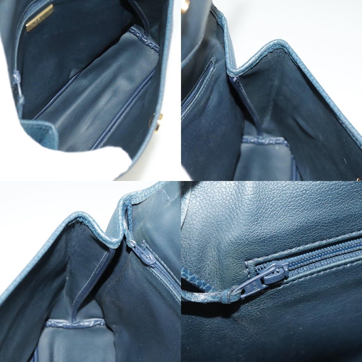 Dior DIOR Hand Bag Leather Navy Gold Size ONE SIZE - 12 Thumbnail