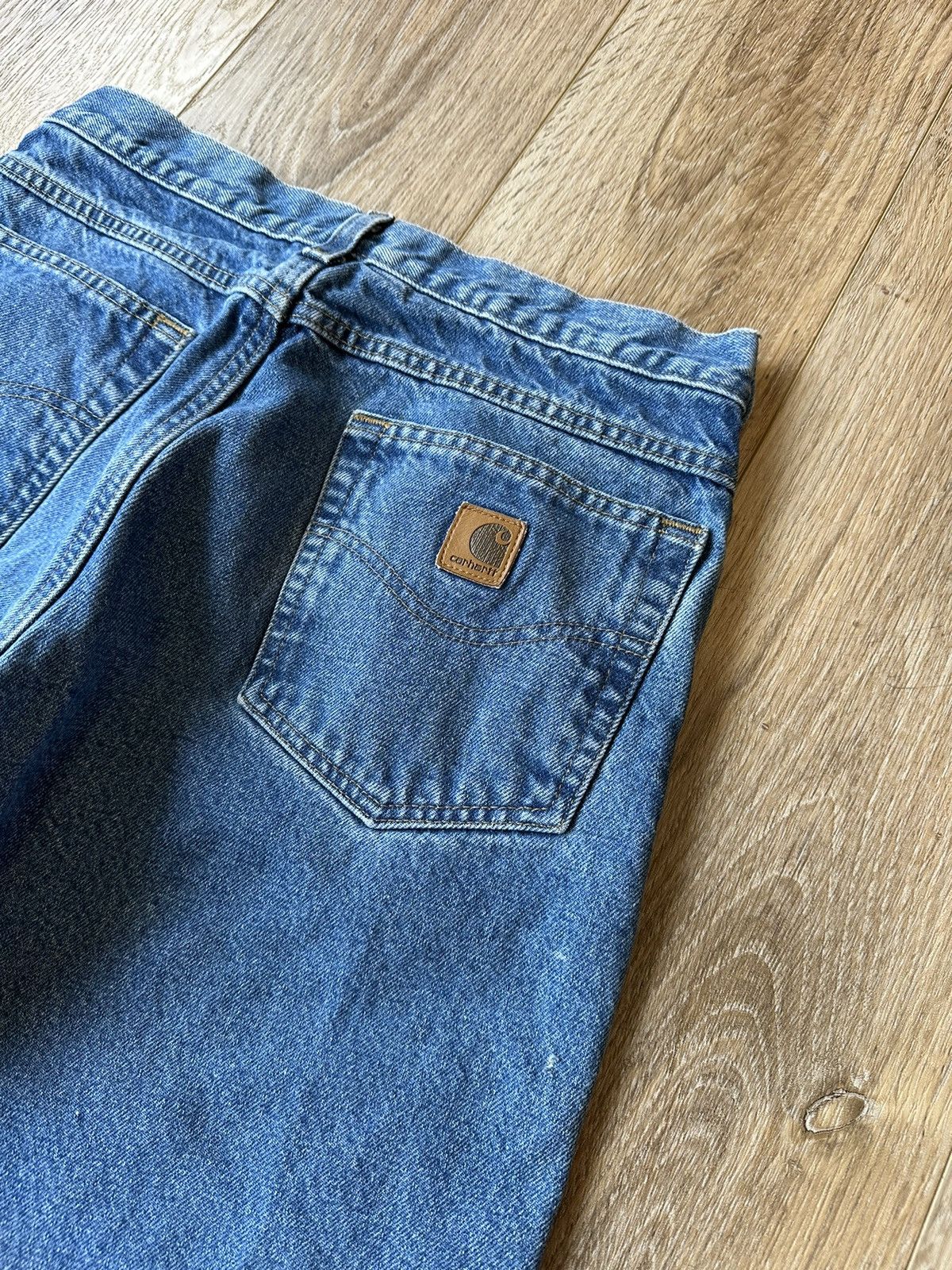Carhartt × Vintage Vintage carhartt flannel lined denim blue jeans work pants Size US 31 - 6 Thumbnail