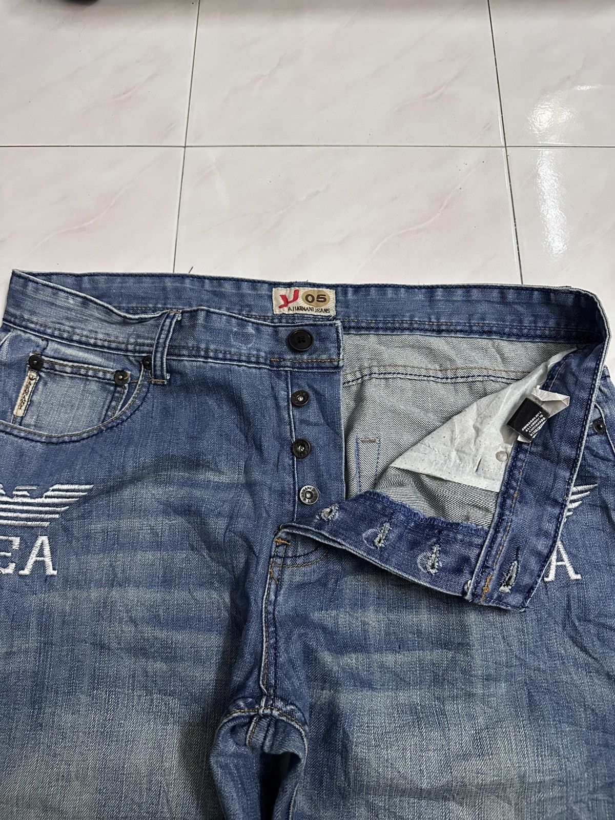 Rick Owens 2000 Emporio Armani Baggy Embroidered Y2K Goa Lgb Jnco Jeans Size US 38 / EU 54 - 8 Thumbnail