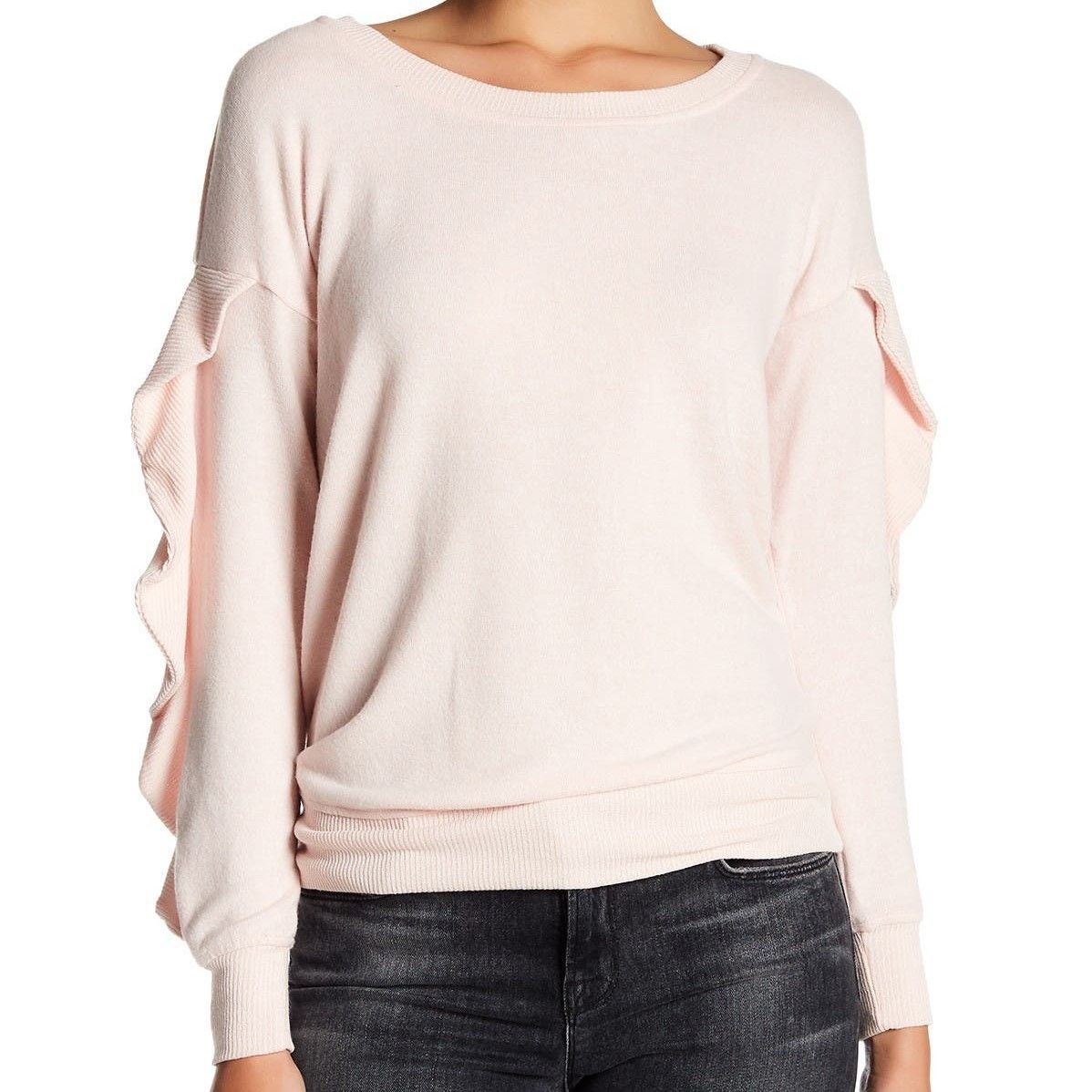 Other Harlowe & Graham Soft Pink Ruffled Pullover Sweater NWT Size M / US 6-8 / IT 42-44 - 2 Thumbnail