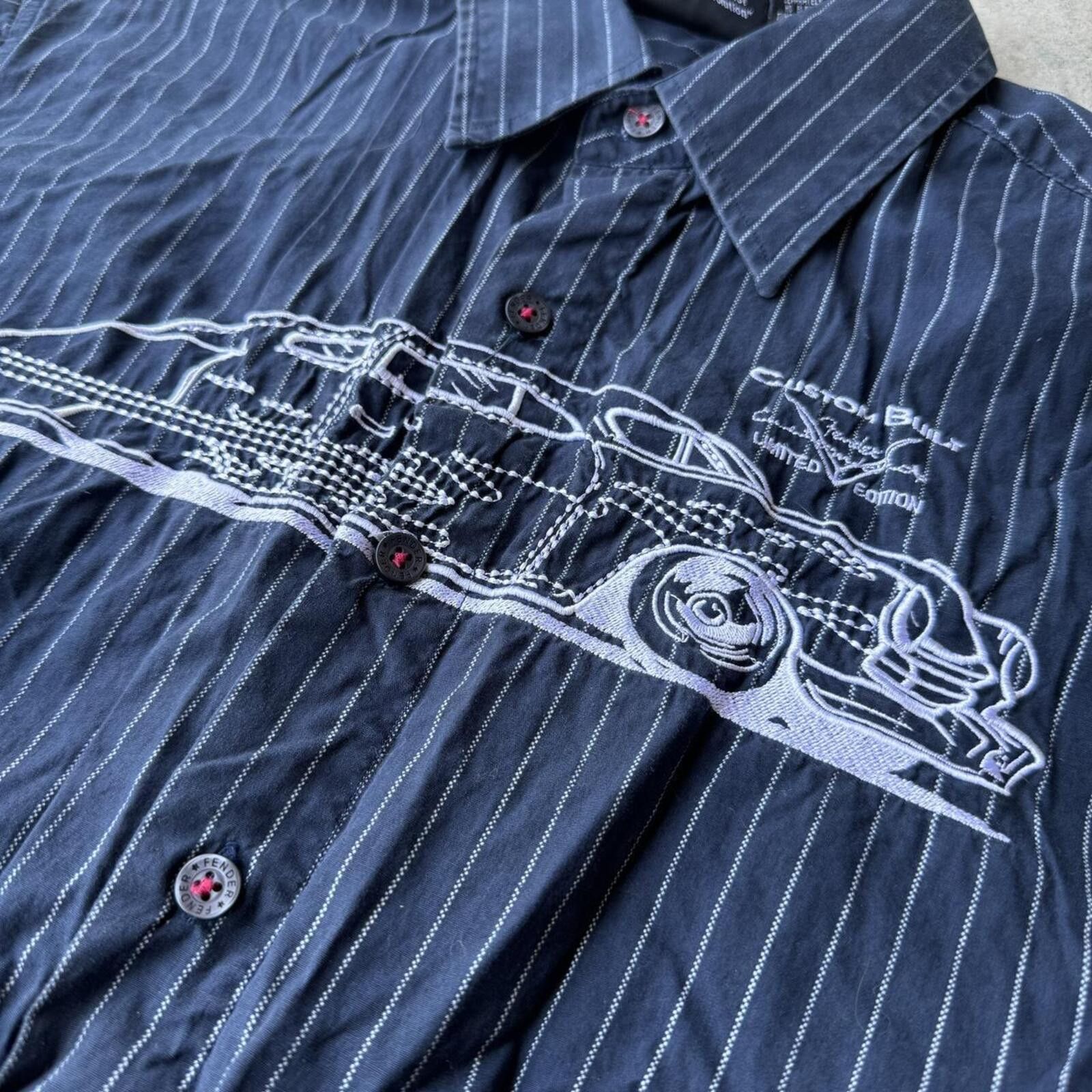 Fender Vintage 90s y2k Fender Hot Rod Pinstripe Button Up Shirt Size US M / EU 48-50 / 2 - 2 Thumbnail