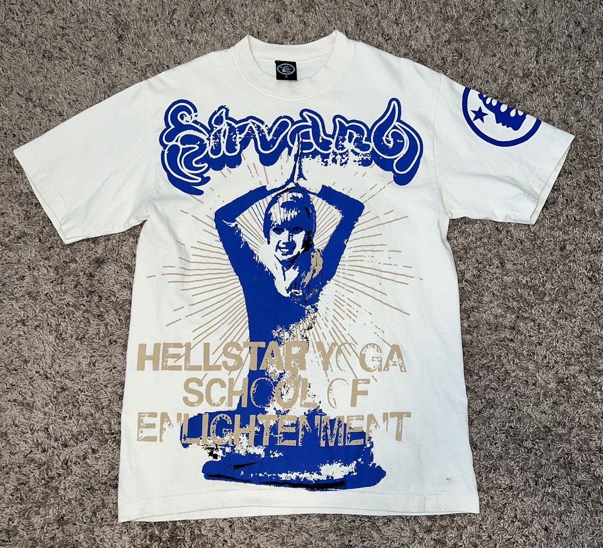 image of Hellstar Yoga Enlightenment Tee Cream in White, Men's (Size Small)