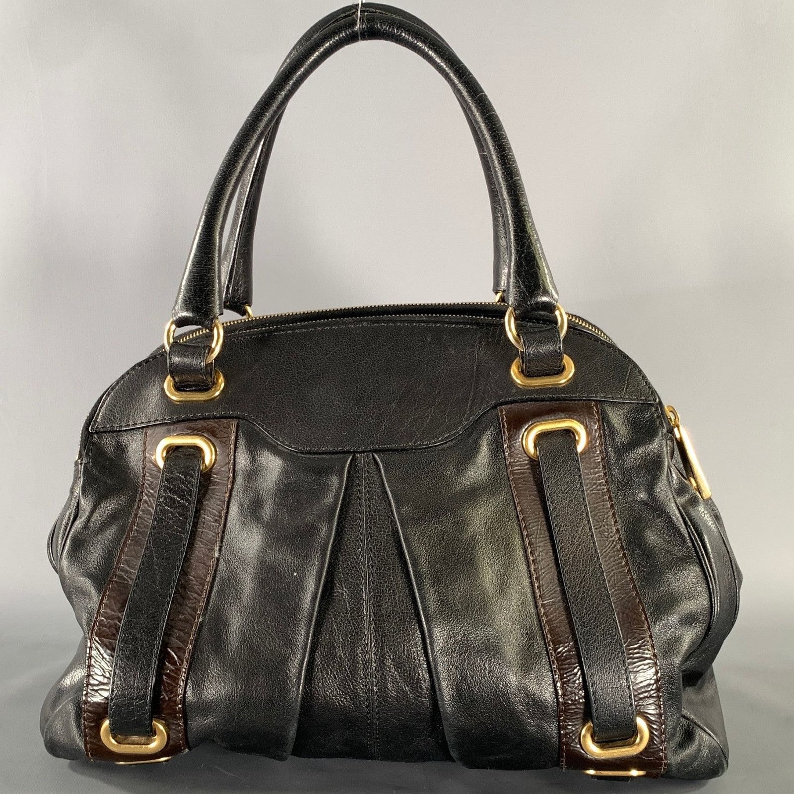 Marc Jacobs MARC JACOBS Black Brown Leather Satchel top Handles Handbag Size ONE SIZE - 3 Thumbnail