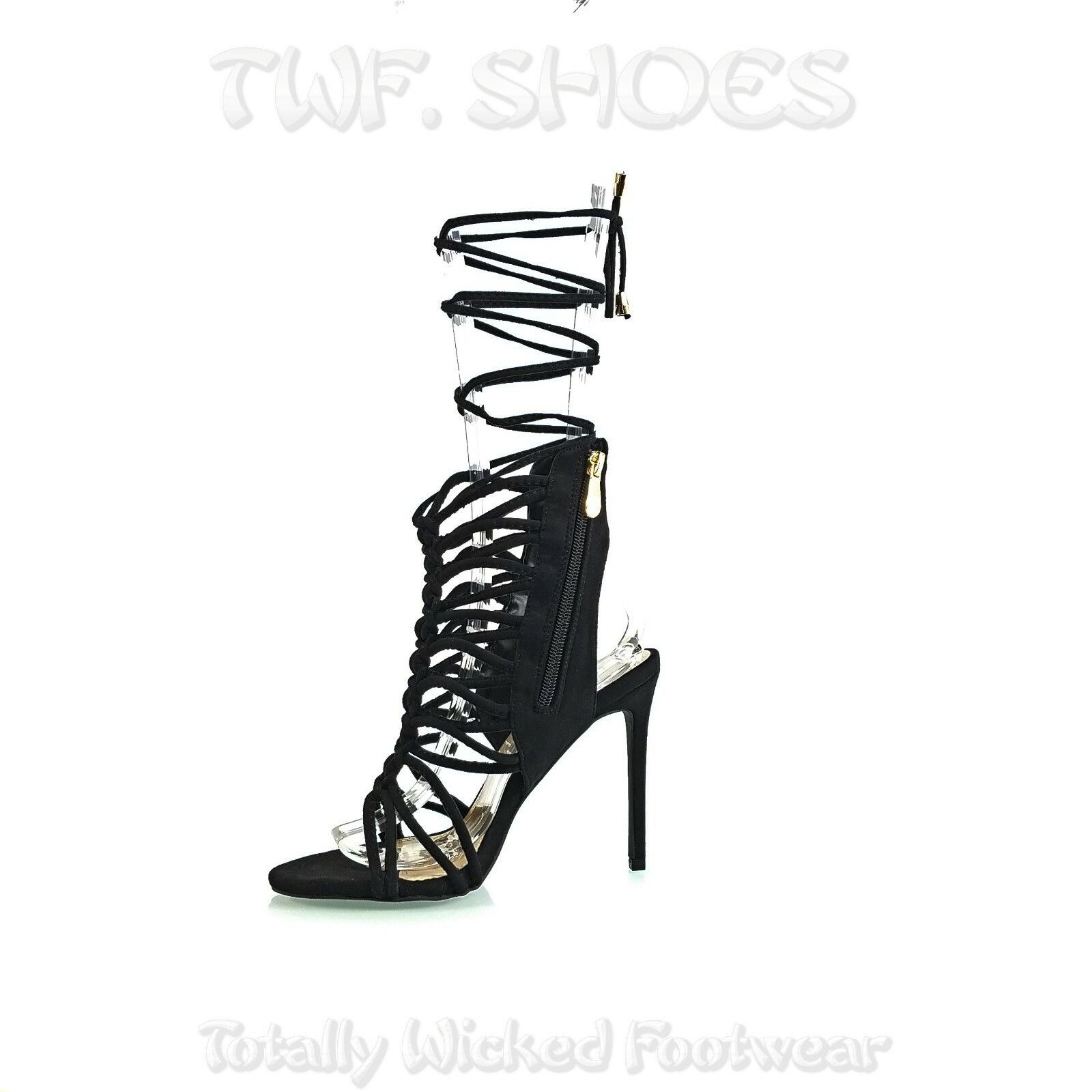 Other So Me Lucy Strappy Knotted Detail 4.5" High Heel Shoe Black Size US 8.5 / IT 38.5 - 6 Thumbnail