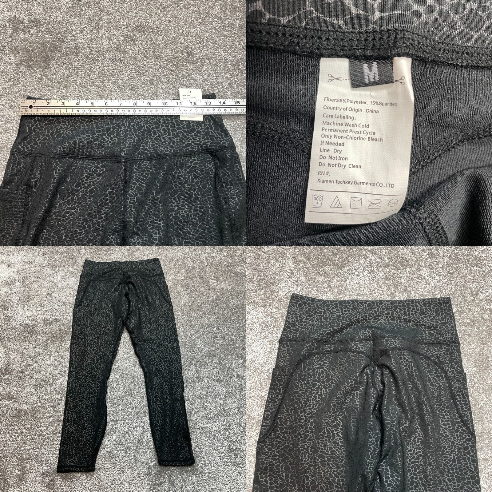 Vintage Zoano Leggings Womens M Black Leopard Print Yoga Stretch Pants New Size 32" / US 10 / IT 46 - 8 Thumbnail