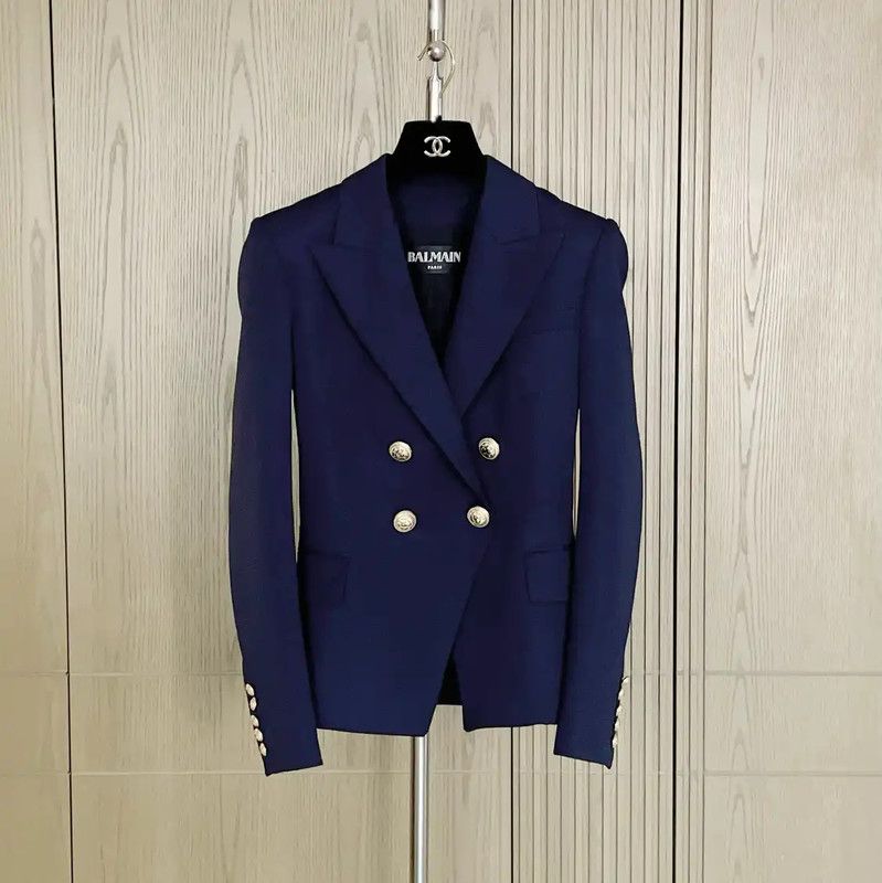 Balmain Balmain Navy Wool Double-Breasted Women's Jacket 0089 Size S / US 4 / IT 40 - 1 Thumbnail