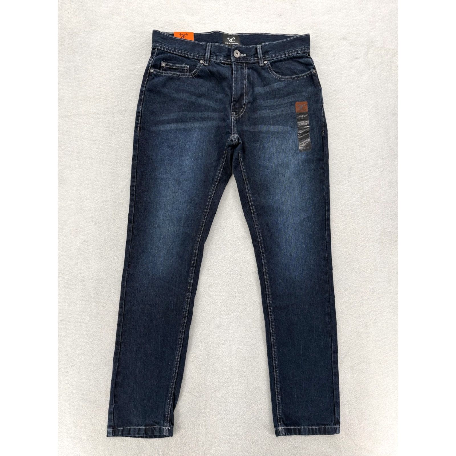 Denime TrueTimber Jeans Mens 34x32 Blue Dark Wash Regular Straight Cotton Denim NWT Size US 34 / EU 50 - 2 Thumbnail