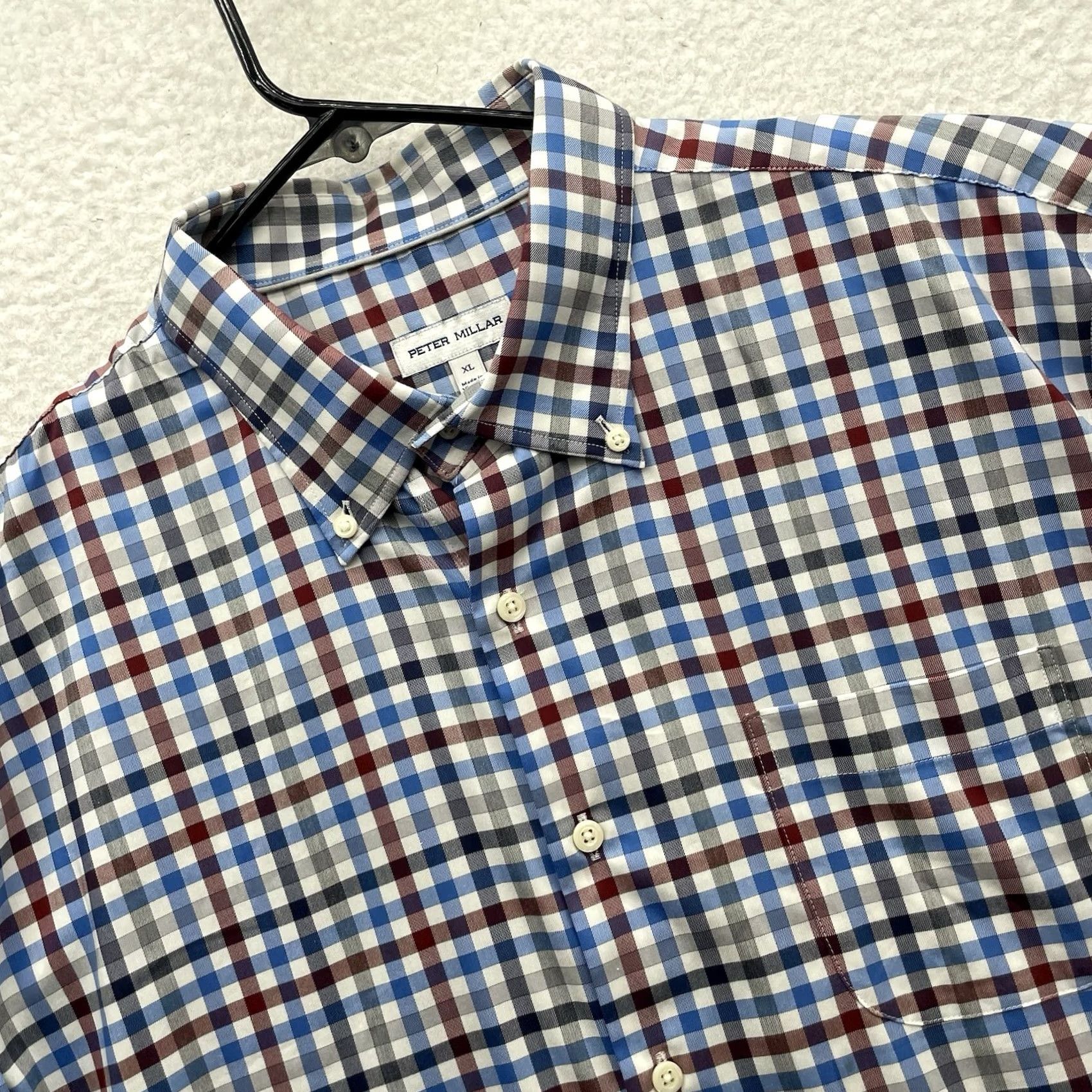 Peter Millar Peter Millar Shirt Mens XL Multicolor Plaid Button-Up Cotton Nylon Spandex Lyocell Regular Fit Long Sleeve Collared Tailored Office Casual Travel Size US XL / EU 56 / 4 - 2 Thumbnail