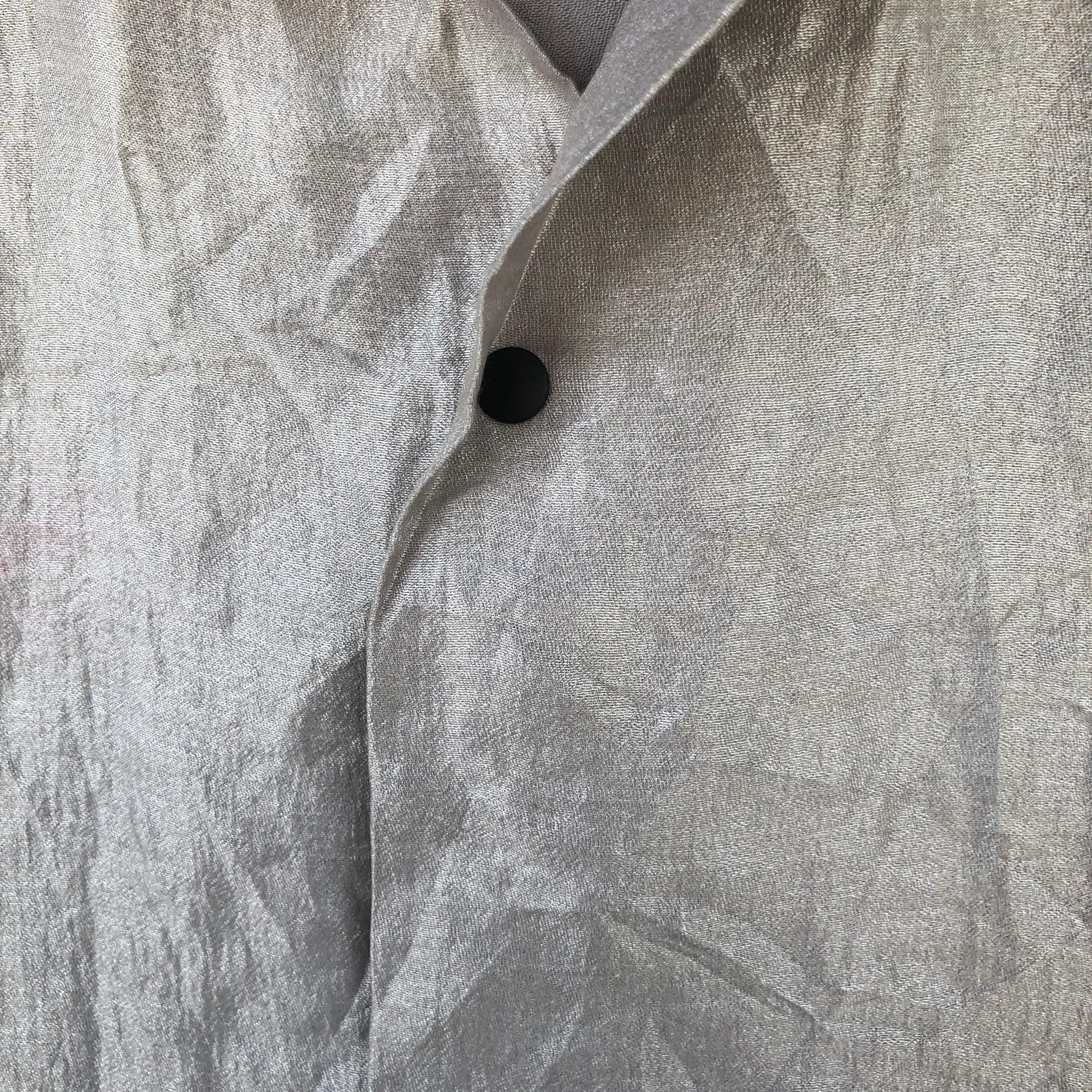 Sasquatchfabrix Two Pocket Metallic Silver Rayon Shirt Size US L / EU 52-54 / 3 - 2 Thumbnail
