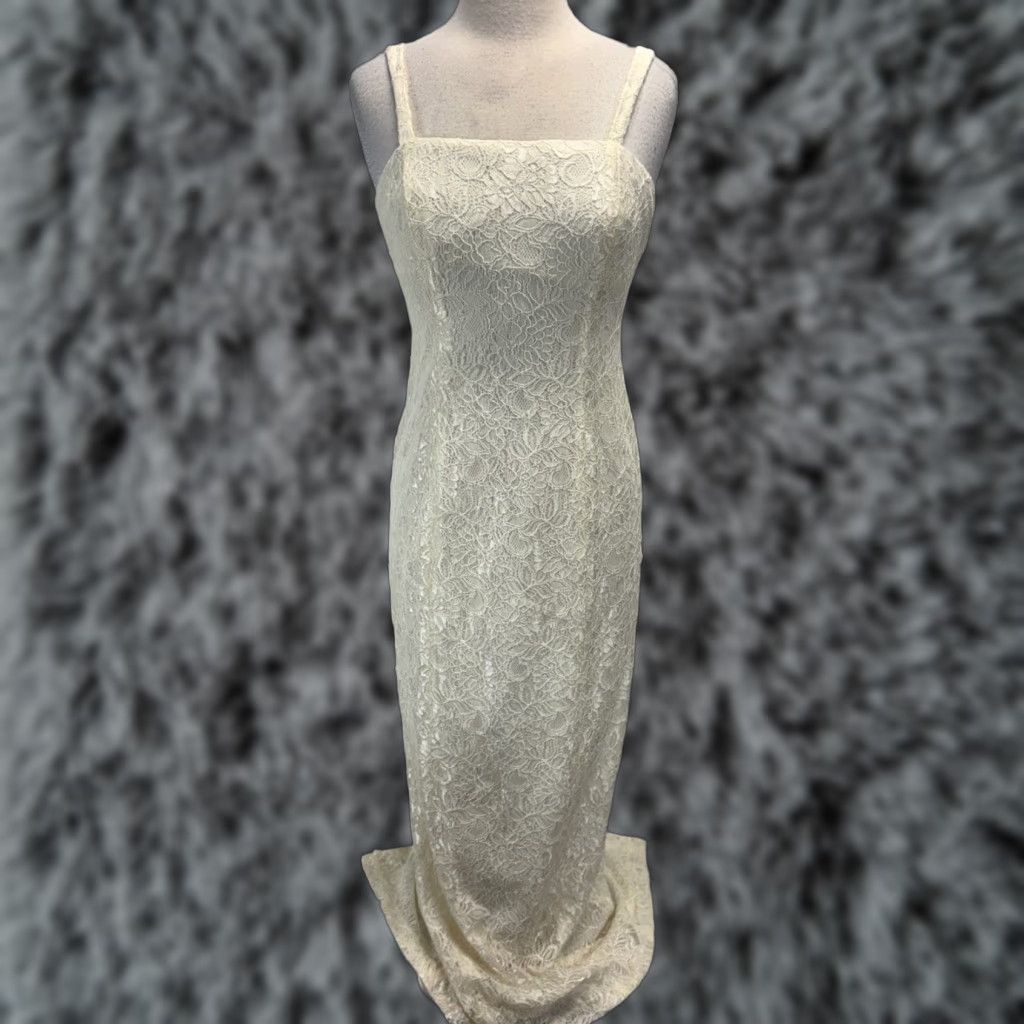 Alex Evenings Alex Evenings Dress Long Lace Overlay Maxi Sheath Ivory Square Neck Zip Back Wedding 6 Womens Size M / US 6-8 / IT 42-44 - 1 Thumbnail