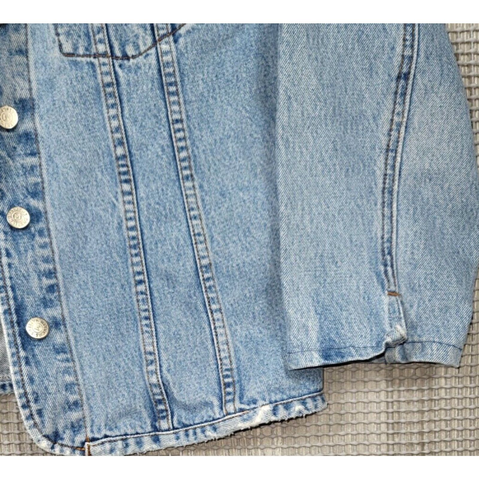 Denime VINTAGE carol's denim's Denim Jacket Womens M Blue 90s Biker Coat Jacket Casual Bohemian Motorcycle Pocket Embroidered Logo Collared Lightweight Size M / US 6-8 / IT 42-44 - 5 Thumbnail