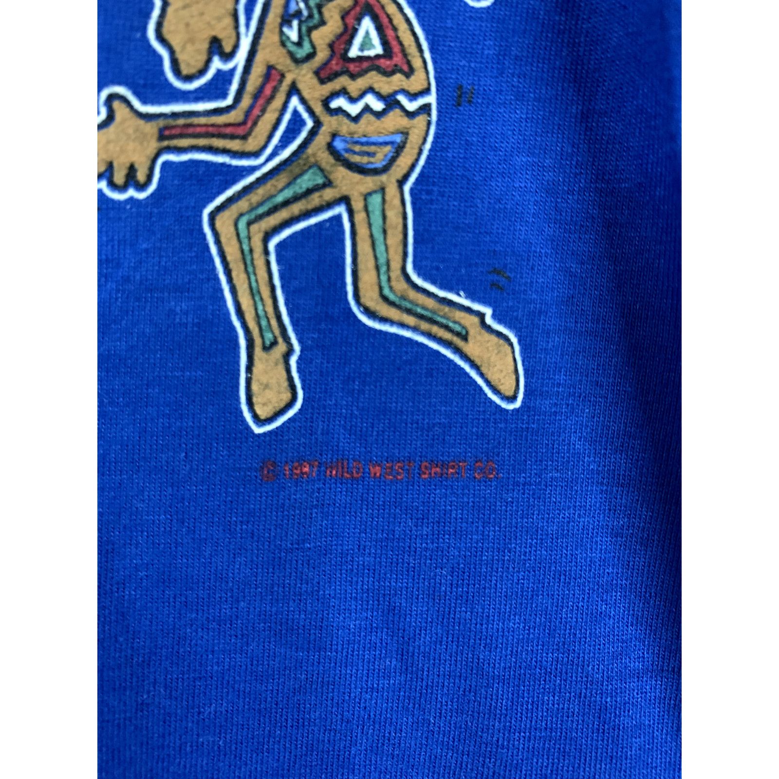 Jerzees Vintage Yellowstone Shirt Dancing Moose Blue Tee VTG 90s L Size US L / EU 52-54 / 3 - 3 Thumbnail