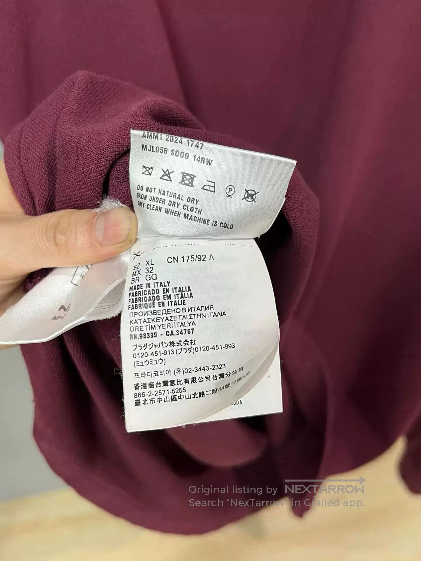Miu Miu Miumiu Burgundy Long Sleeve Polo Shirt. Size XL / US 12-14 / IT 48-50 - 4 Thumbnail