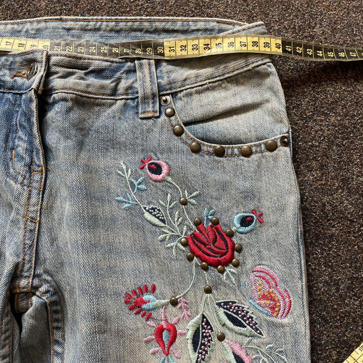 Vintage Vintage Y2K Floral Distressed Bootcut Jeans Streetwear 34 Size 34" / US 12 / IT 48 - 5 Thumbnail
