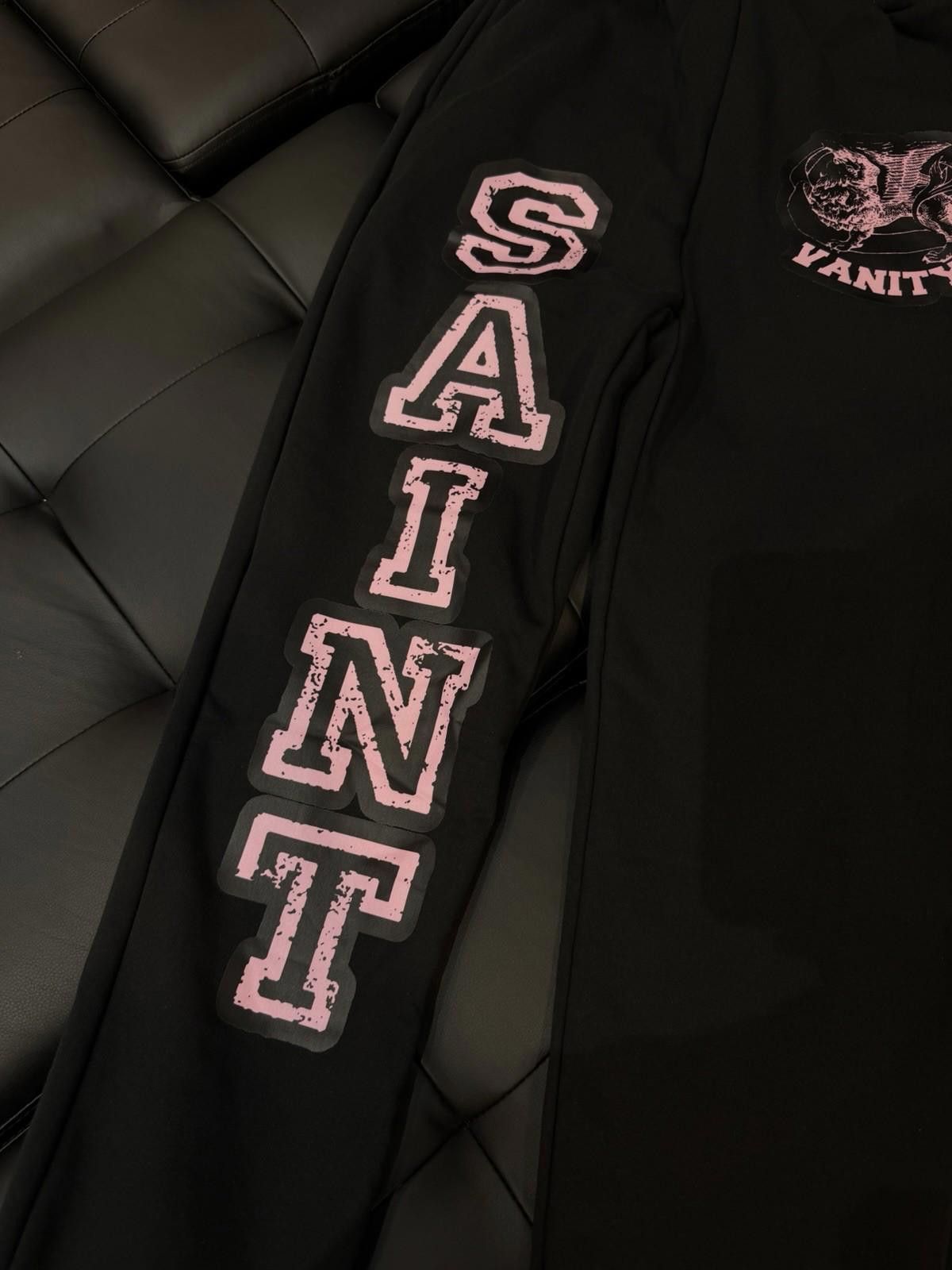 Saint Vanity XL - Saint Vanity Varsity Sweatpants Black Pink NEW 2025 Size US 36 / EU 52 - 4 Thumbnail
