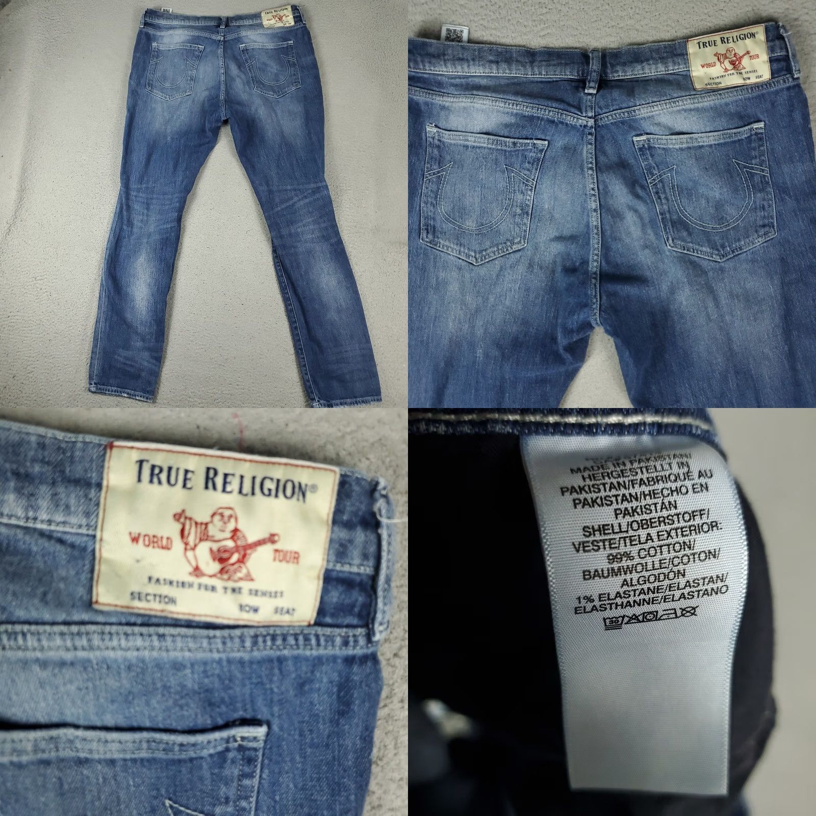 True Religion True Religion Pants Mens 38 Blue Jeans Size 38x33 Distressed Slim Straight Denim Size US 38 / EU 54 - 8 Thumbnail