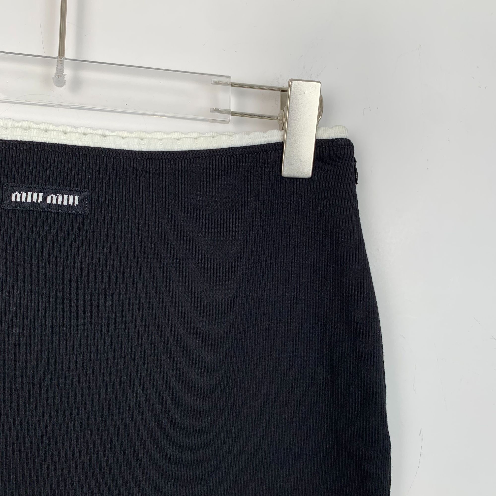 Miu Miu Miu Miu Black Cotton Knit Logo Skirt Made In Italy Sz M New Size 28" / US 6 / IT 42 - 7 Thumbnail
