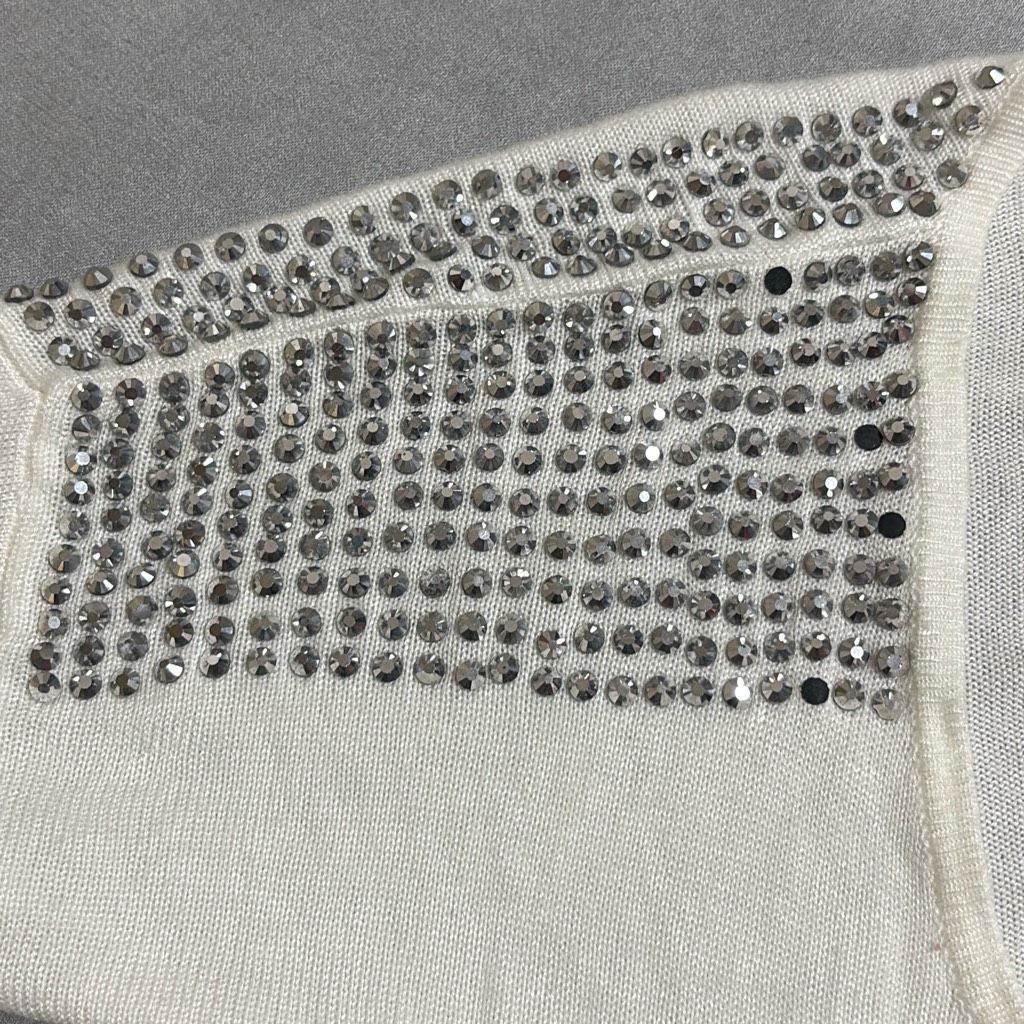 Express Express Womens Small White Rhinestone Embellished Shoulders Size S / US 4 / IT 40 - 5 Thumbnail