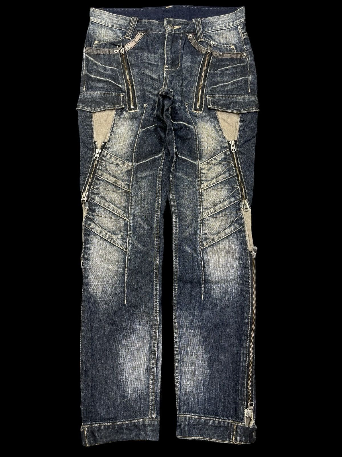PPFM 💥Crazy Design💥PPFM Very Rare Zipper Biker Jeans F633 Size US 32 / EU 48 - 1 Thumbnail