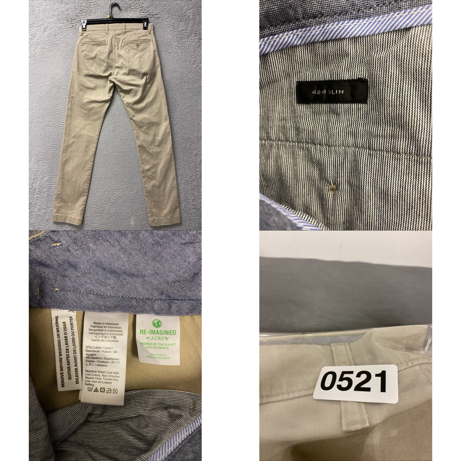 J.Crew J.CREW Flex Chino Pants Mens 30x32 Slim Straight Khaki Stretch Casual Chino Pants Belt Loops Front Pockets Back Pockets 0521 Size US 30 / EU 46 - 8 Thumbnail