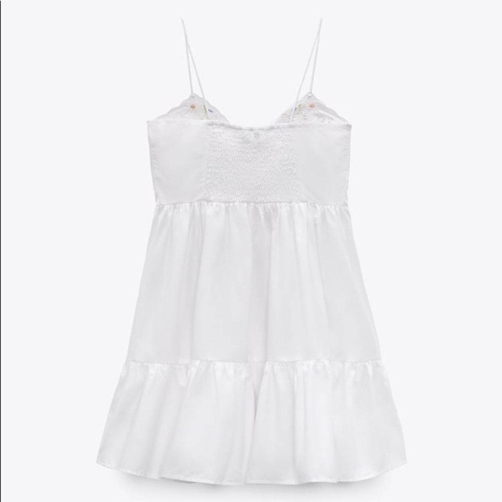 Zara ZARA BLOGGER FAVORITE EMBROIDERED POPLIN DRESS WHITE Size XS / US 0-2 / IT 36-38 - 14 Thumbnail
