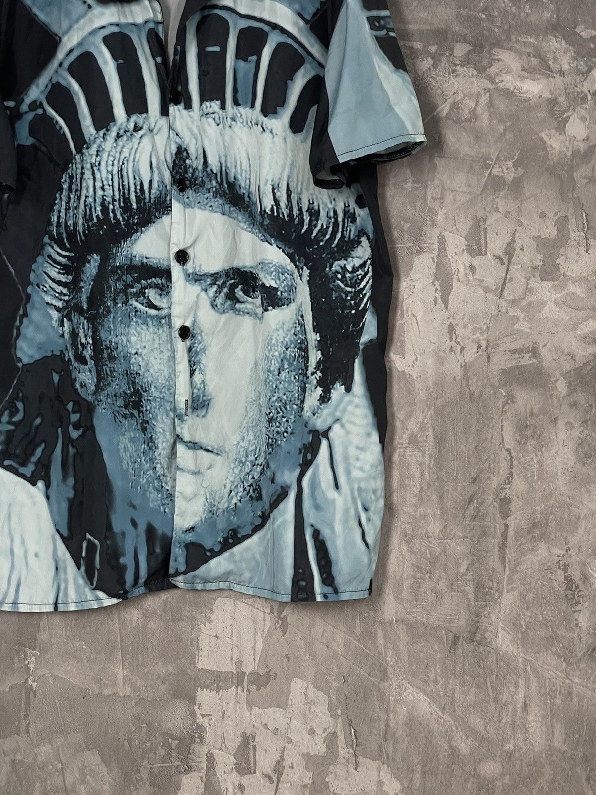 Japanese Brand × Vintage Avant Garde Graphic Statue Of Liberty Overlogo button Shirt Size US L / EU 52-54 / 3 - 6 Thumbnail