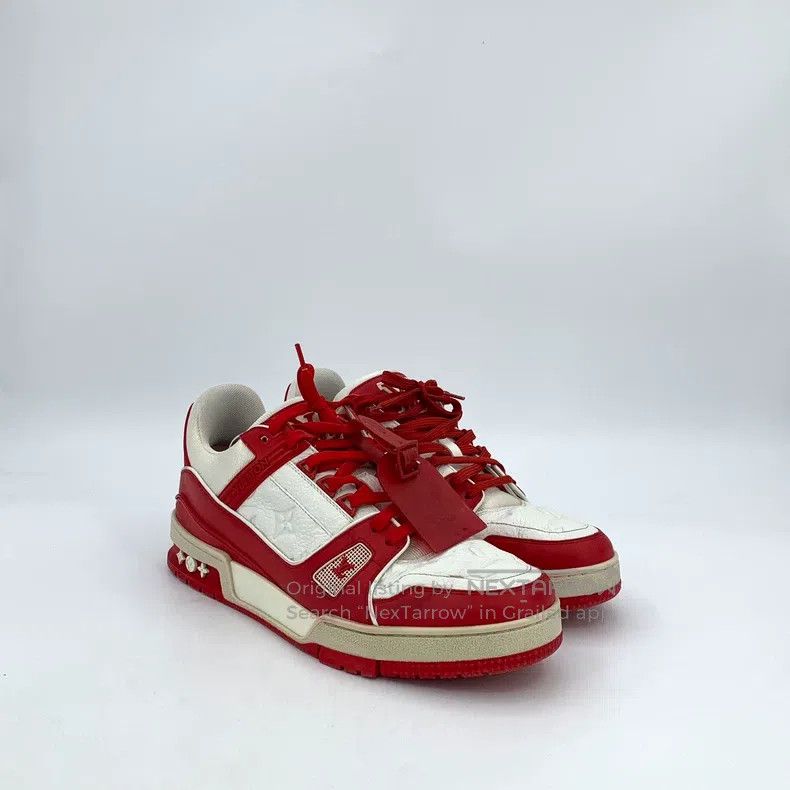 Louis Vuitton Louis Vuitton Trainer Red logo Embossed Lace Up Casual Fla Size US 7 / EU 40 - 2 Thumbnail