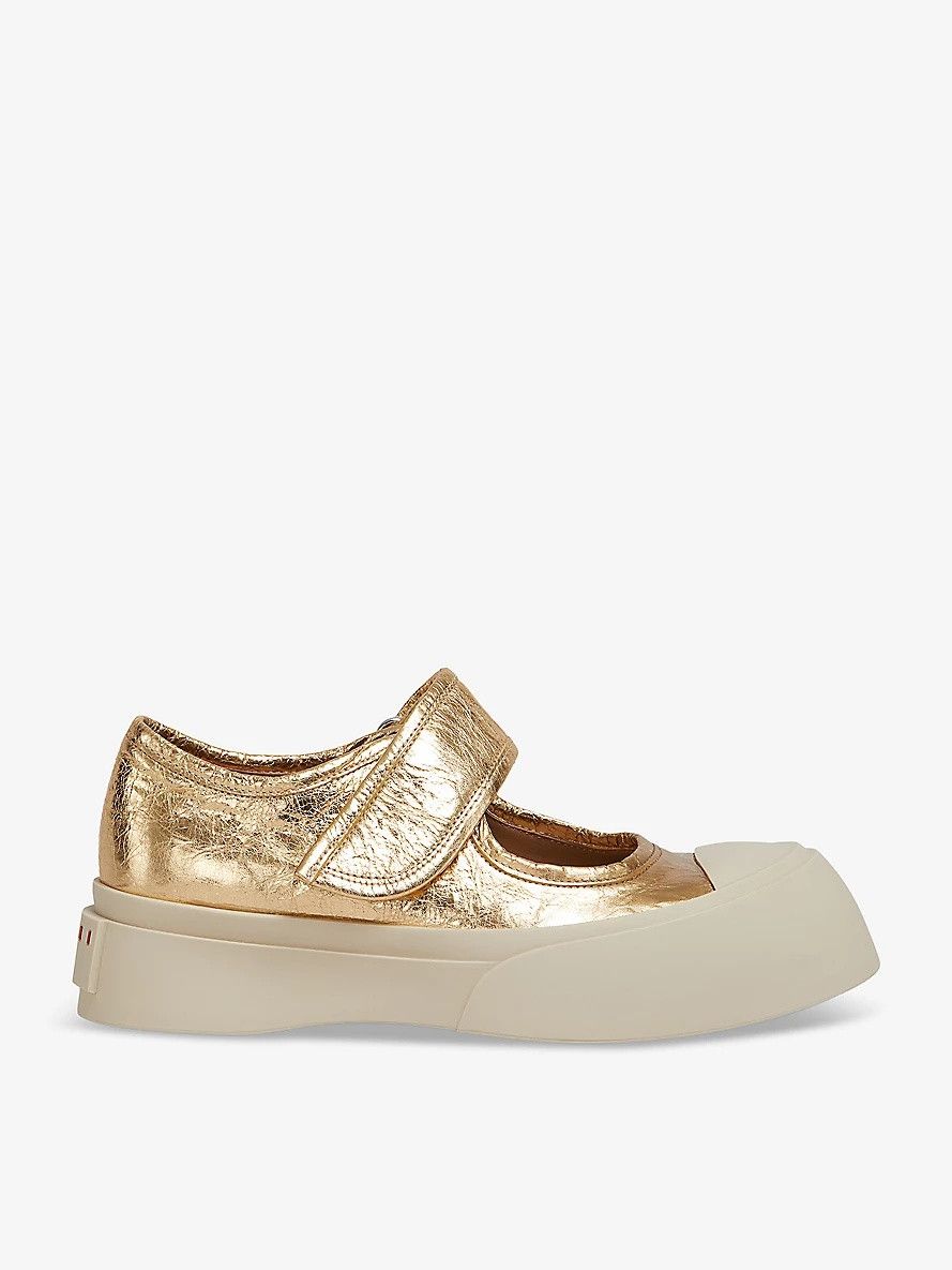 Marni oc11z0525 Mary Jane Leather Shoes in Golden Size US 10 / IT 40 - 2 Thumbnail