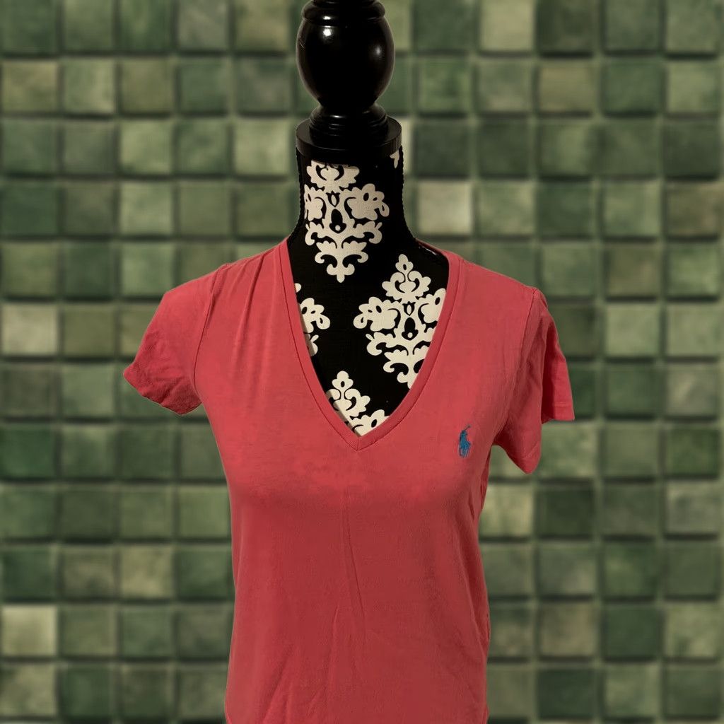 Ralph Lauren Ralph Lauren Polo Womens Pink V Neck T-Shirt 100% Cotton SZ M - 984 - Polo Shirt, Pink, V-Neck, Short Sleeve, 100% Cotton, Regular Size, Women Size M / US 6-8 / IT 42-44 - 1 Thumbnail