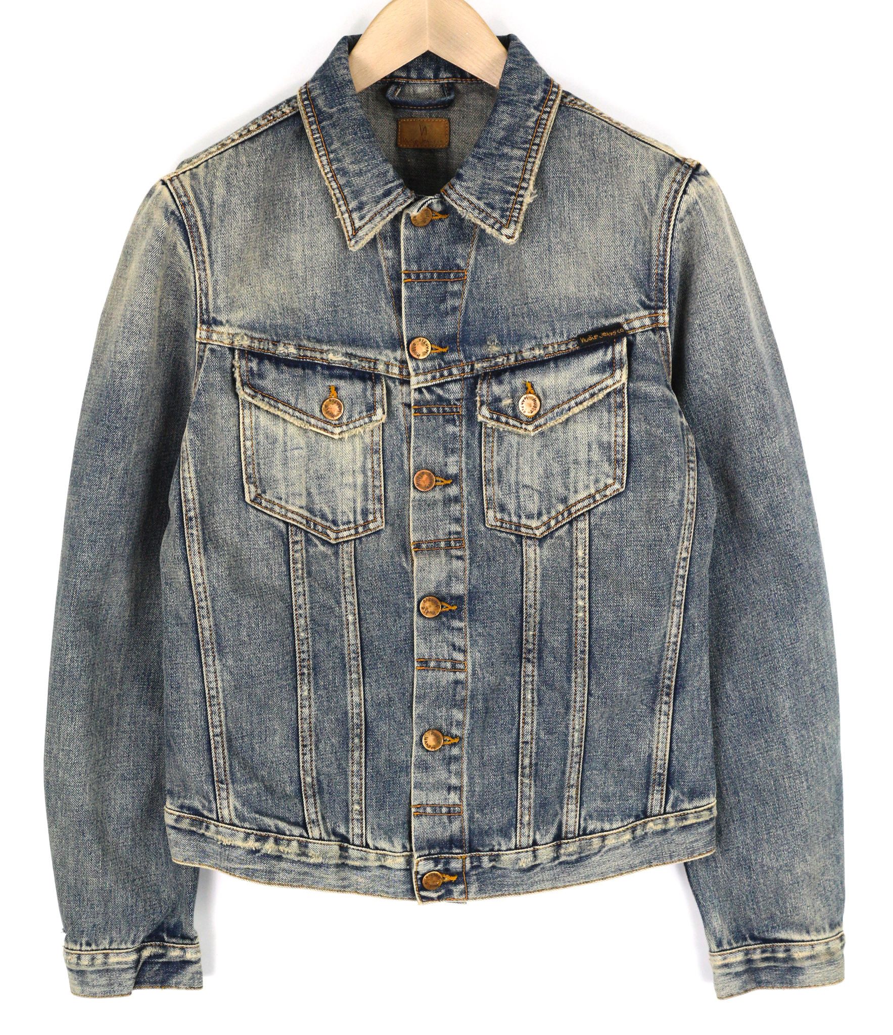 Nudie Jeans BILLY S Shimmering Indigo Washed Ripped Denim 82490 Size US S / EU 44-46 / 1 - 1 Thumbnail