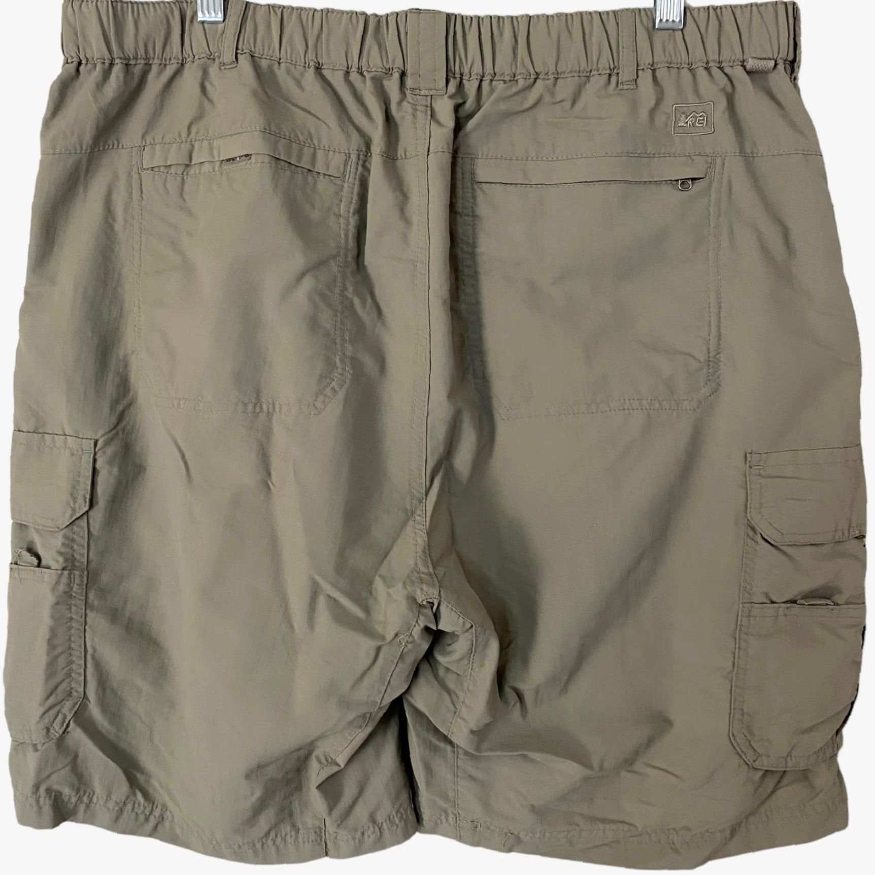 Vintage REI Cargo Shorts Men XL Tan Nylon UPF-50+ Ripstop Hiking Pockets Outdoor Casual Utility Front Flat Front Eight Pockets Size US 36 / EU 52 - 6 Thumbnail