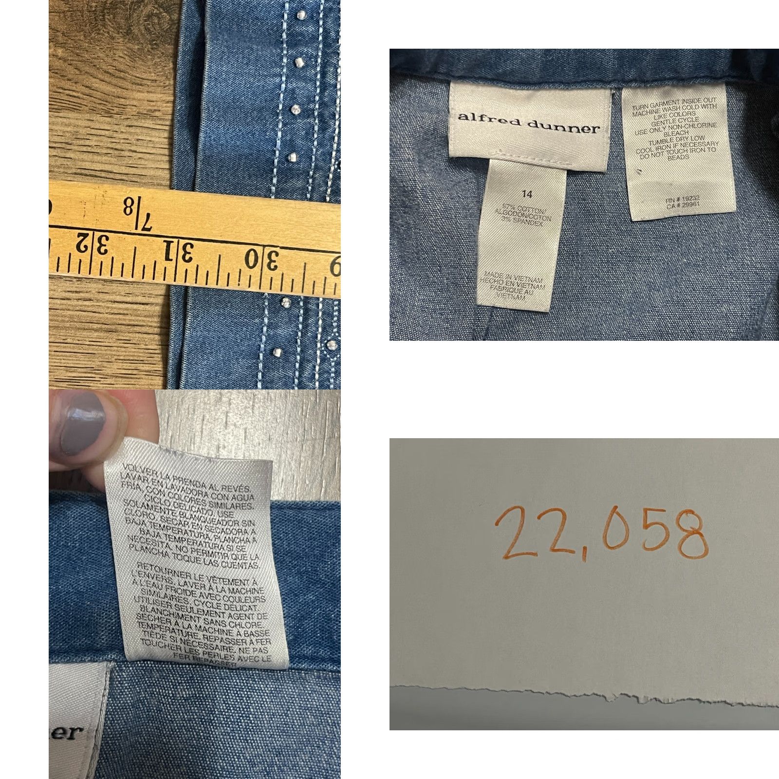 Vintage Alfred Dunner Jeans Womens Size 14 Blue Denim Capri Straight Regular Inseam 20 in Size 36" / US 14 / IT 50 - 8 Thumbnail