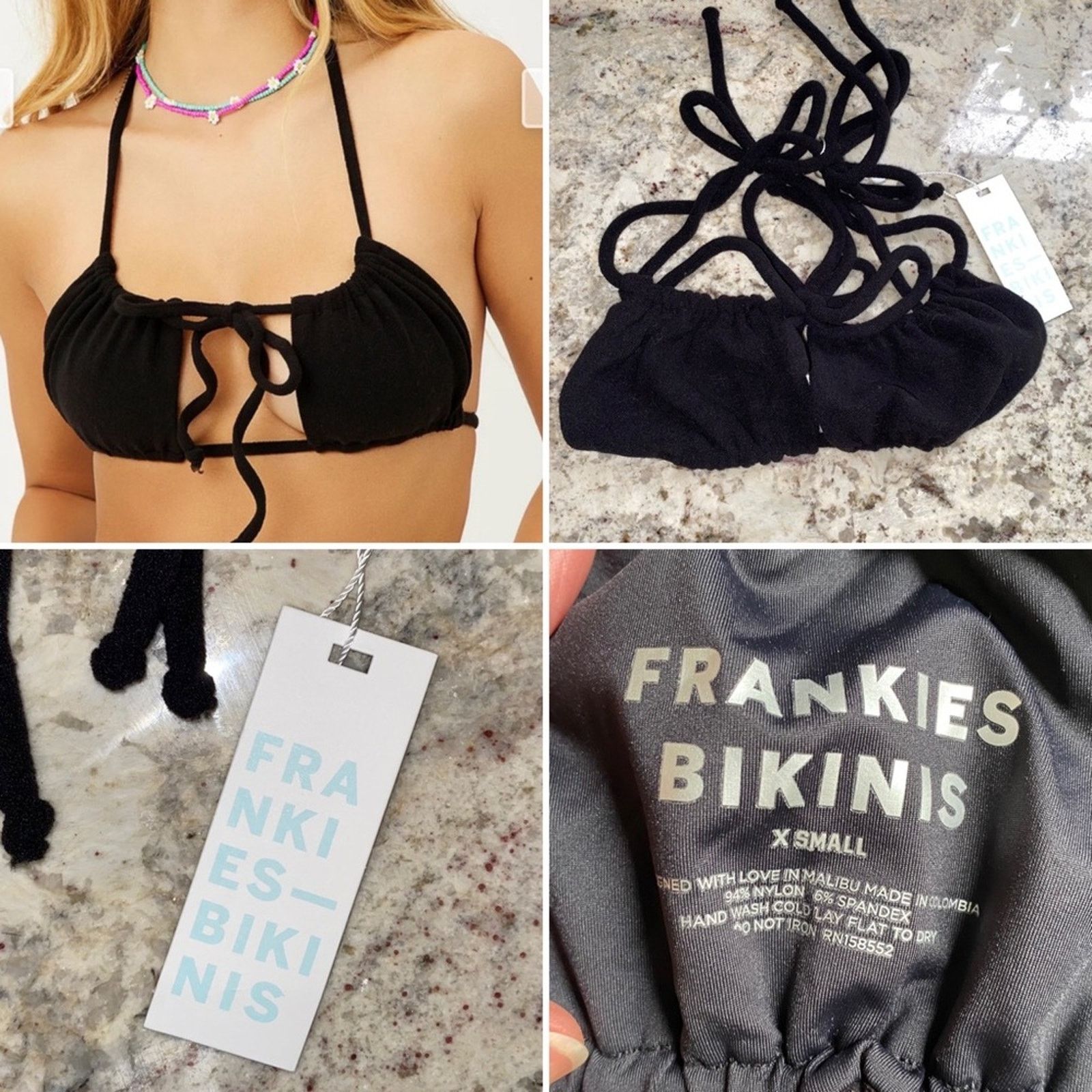 Frankie Shop NEW Frankie's Bikinis Eliza Terry Bikini Top Blk XS NWT Size XS / US 0-2 / IT 36-38 - 1 Thumbnail