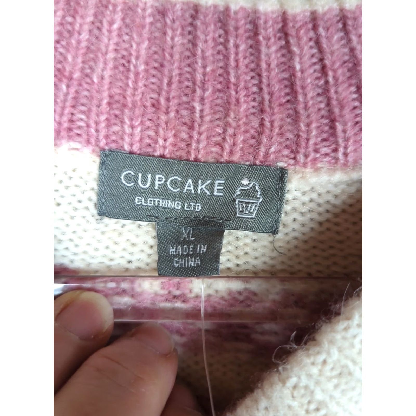 YOKE Cupcake Clothing Ltd. Women's Fair Isle Wool Blend Sweater XL Gray Balloon Sleeve Crew Neck Pullover Winter Casual NWT Size XL / US 12-14 / IT 48-50 - 5 Thumbnail
