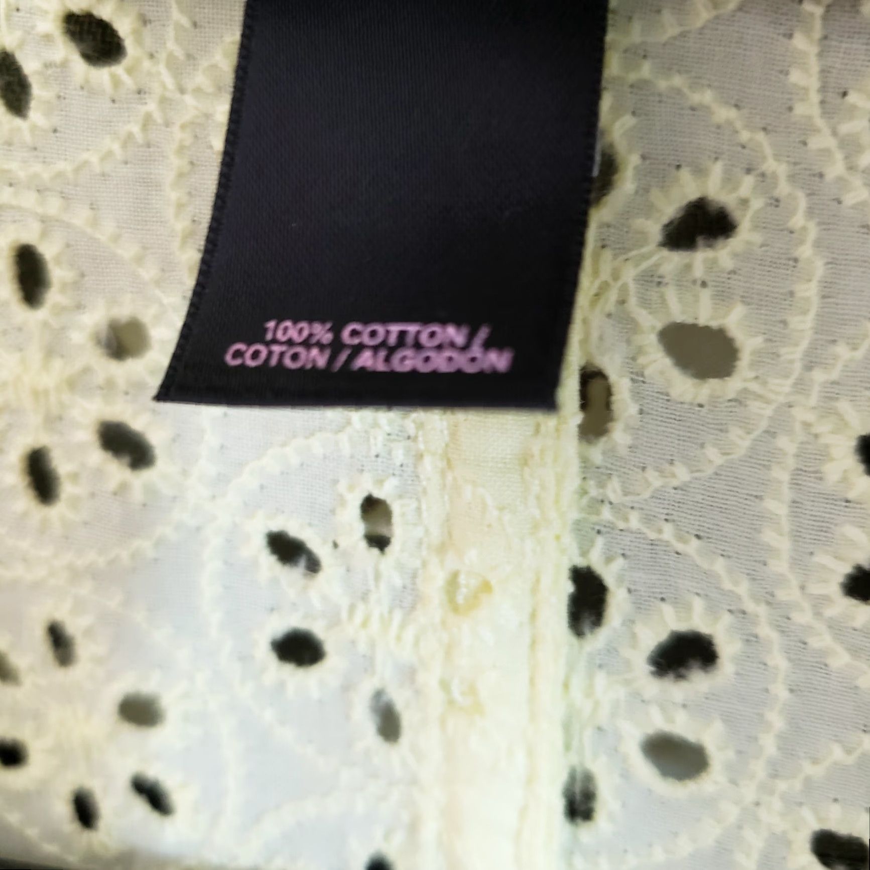 Victoria's Secret Victoria's Secret Womens Dress Sz Large Button Front Yellow Eyelet Cotton Size L / US 10 / IT 46 - 5 Thumbnail